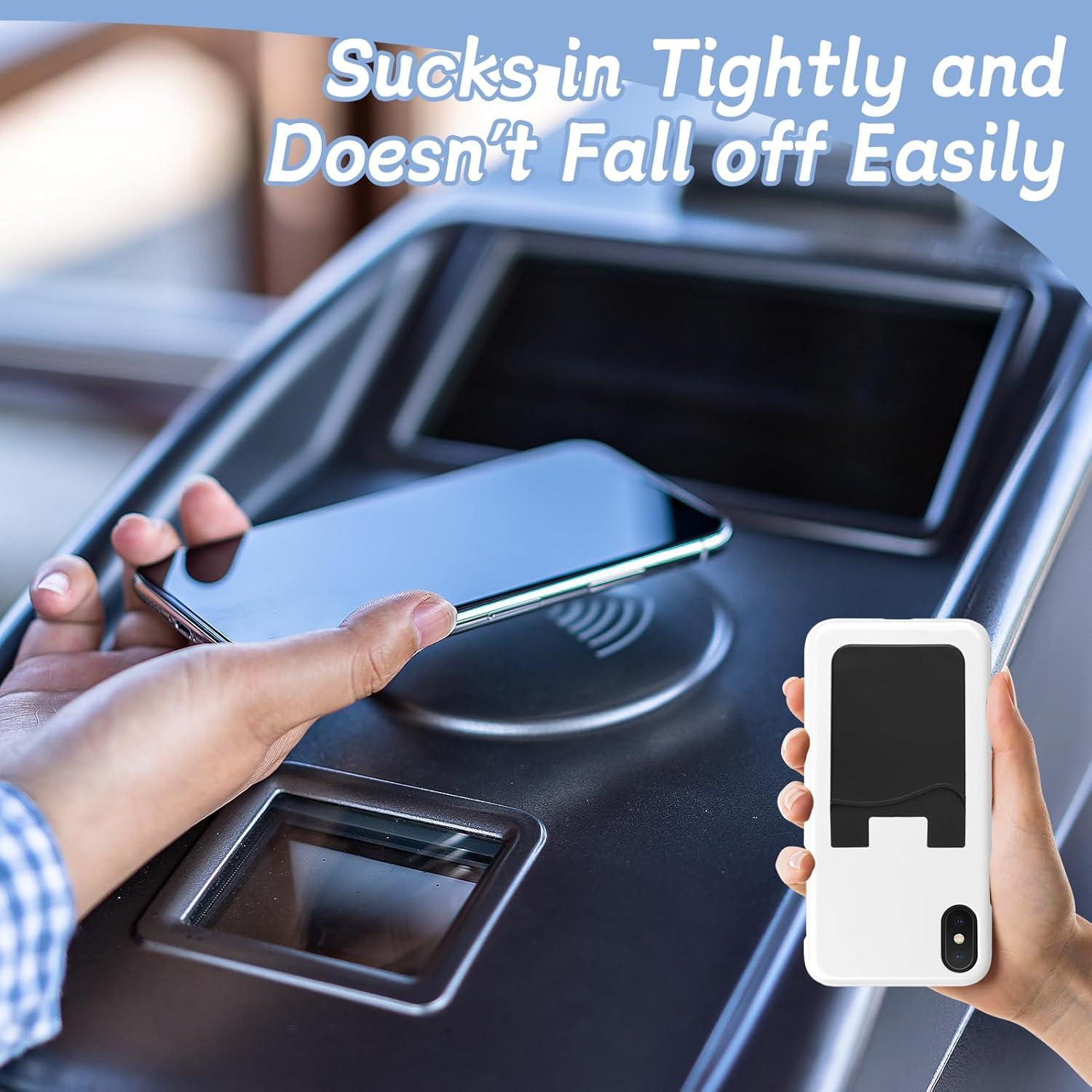 Ozessence 3 Pcs Phone Card Holder, Phone Case Card Holder Stick on Silicone Suitable for Iphone Android Samsung and All Smartphone for Business People Teacher Place Business Card and Work Permit image number 4