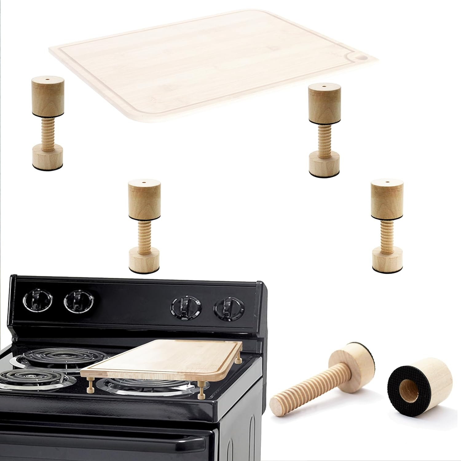 ANFU Cutting Board Feet, Walnut Chopping Board Feets, Non Slip Self Adhesive Butcher Block Legs with Screw (Not Included Boards)