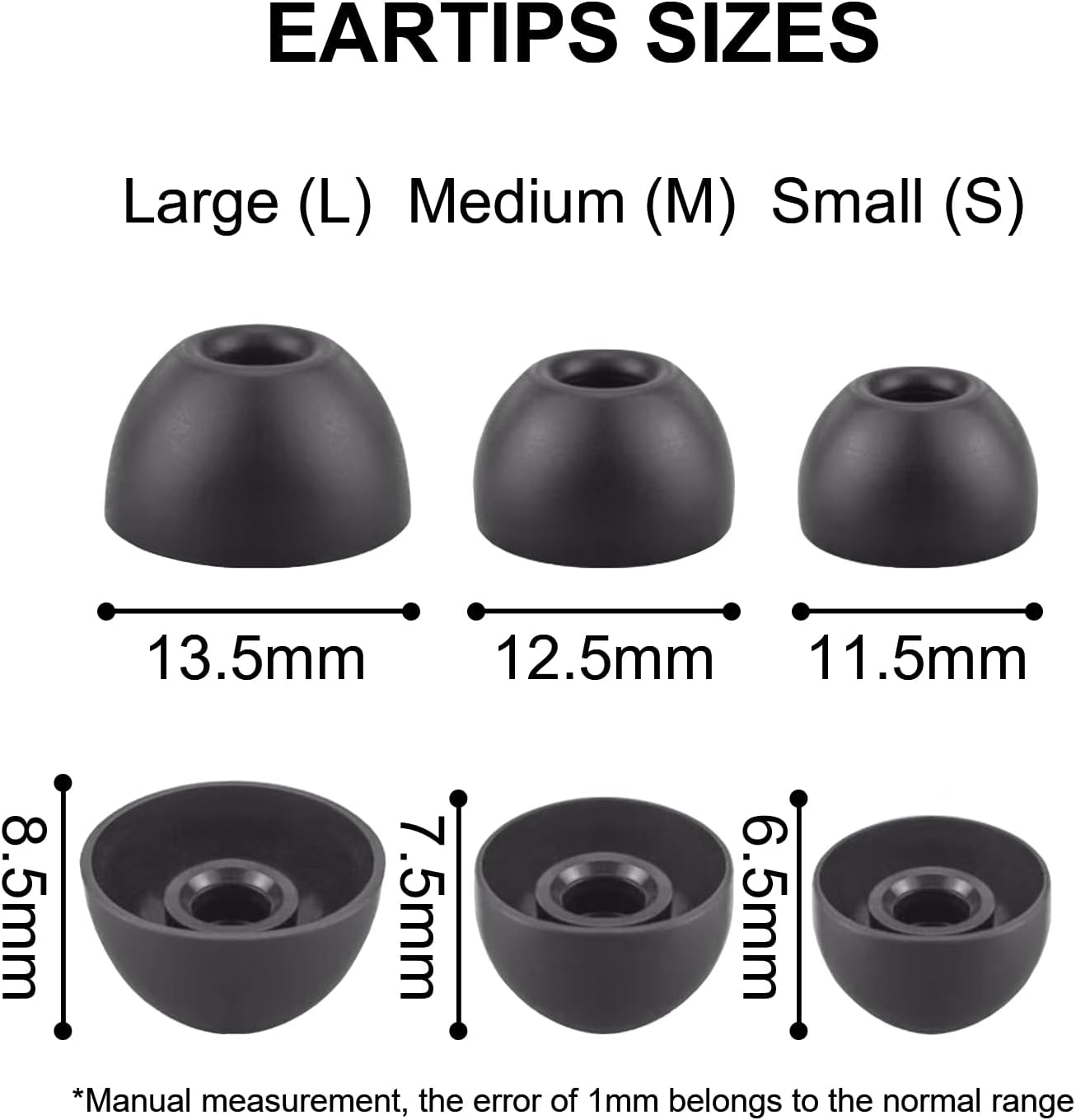 Aiivioll 6Pcs Silicone Ear Tips for Beats Fit Pro/Studio Buds/Studio Buds+ in Ear Tips Eartips Replacement Buds S/M/L (Black) image number 2