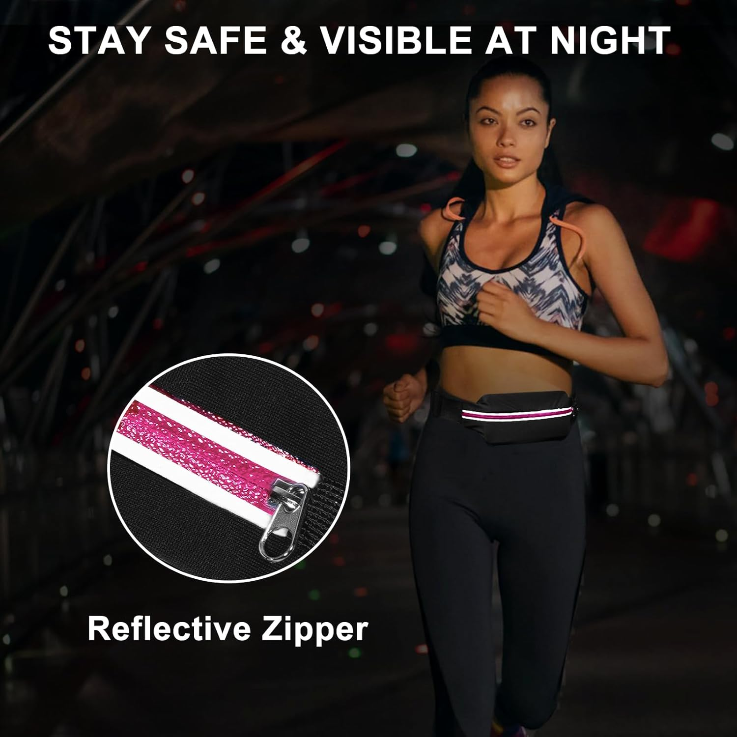 Running Belt Fanny Packs for Women and Men, NA-1 Rose, Running Belt image number 6