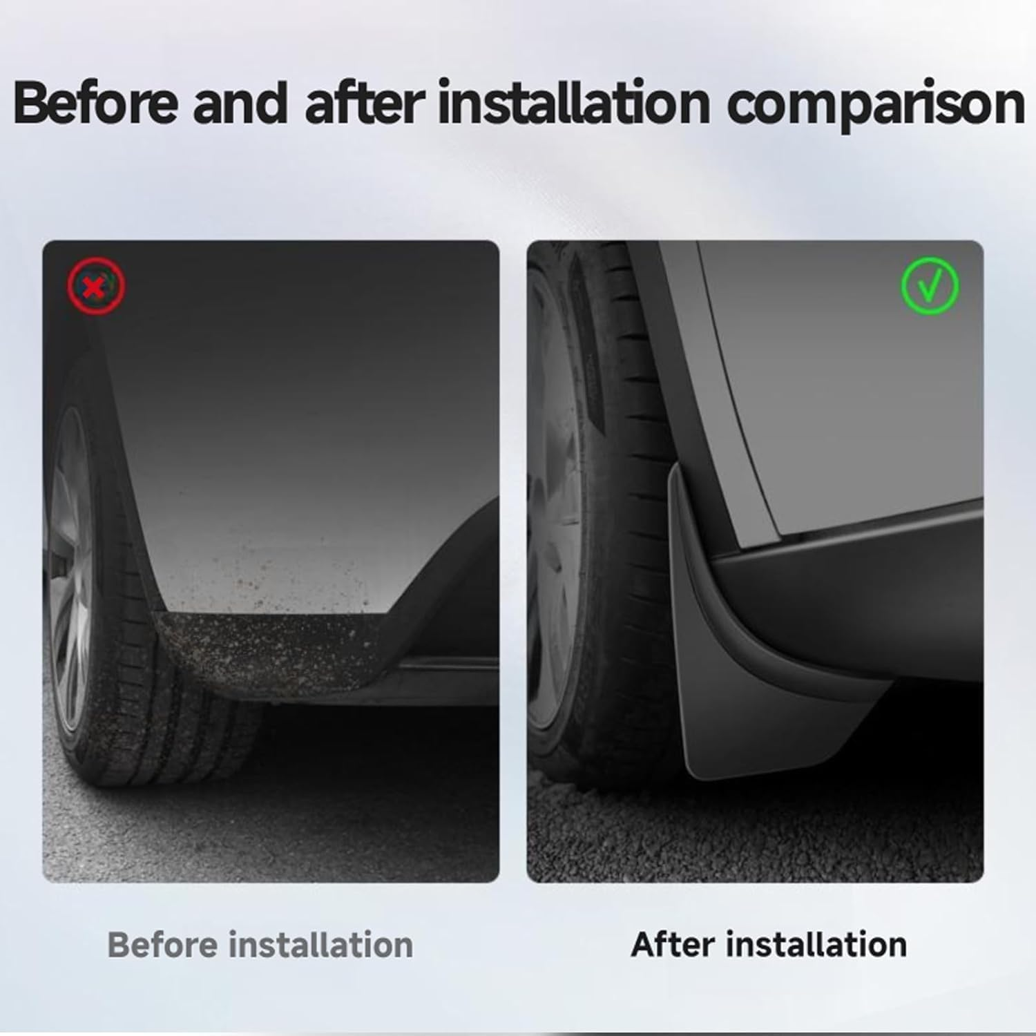 Dsocool 2025 New Tesla Model Y Juniper Accessories Mud Flaps [Stay Clean, Protect Paint] All Weather Guards, No Drilling Required, for Tesla New Model Y 2025 2026 Launch, Thicker Version (Set of 4) image number 5