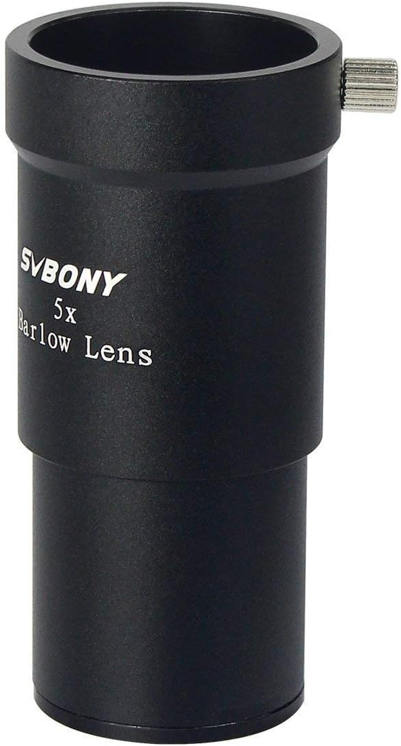 SVBONY Telescope Barlow Lenses, 1.25 Inch Telescope Accessory, Fully Metal Multi Coated Broadband Green Film Barlow Lens 5X for Telescope Astronomy Eyepiece image number 4