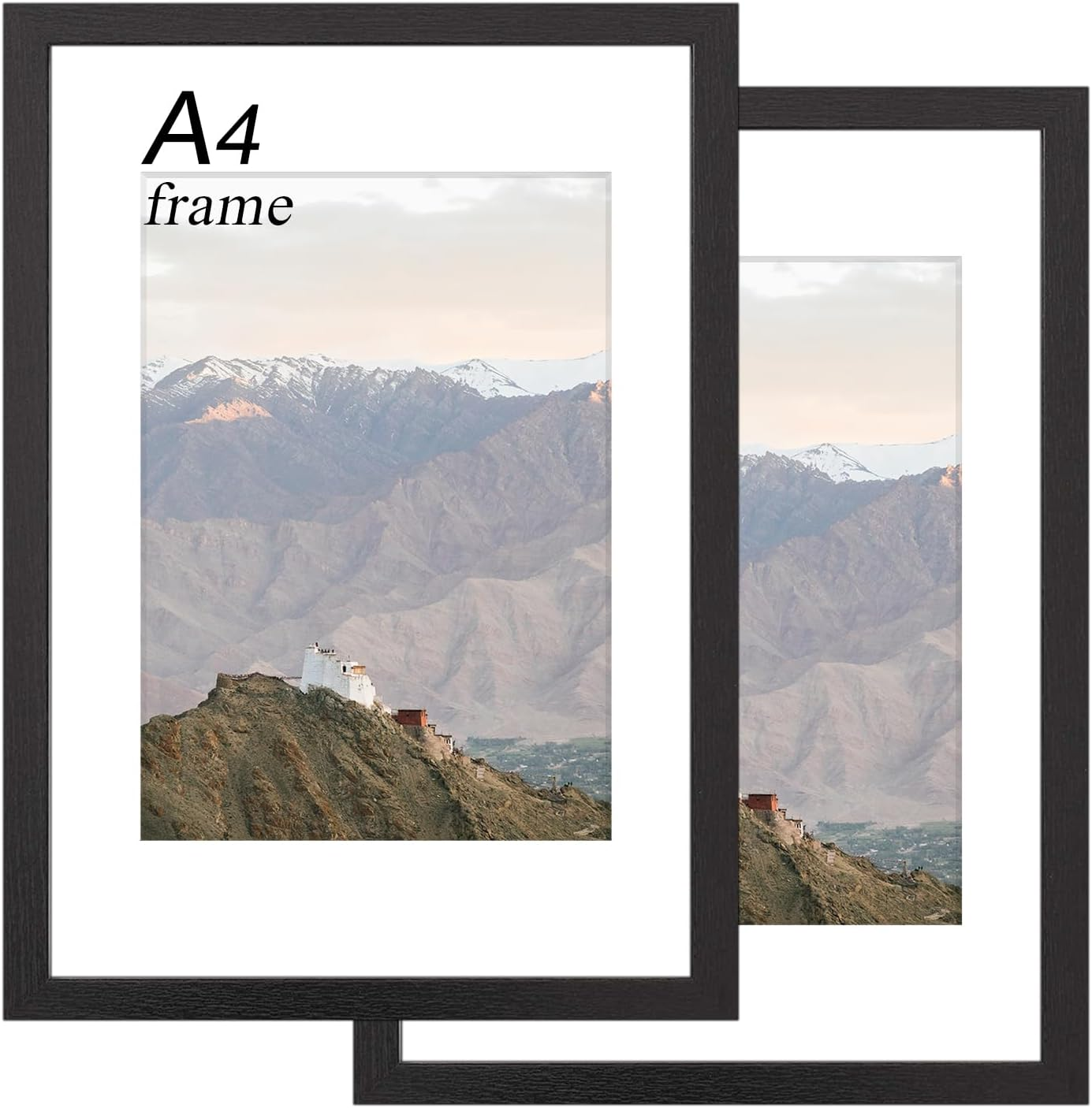 RUN HELIX A3 White Picture Frame Set of 2, 29.7X42 Cm, Wooden Frame with Plexiglass, Wall Mount, Collage Frame