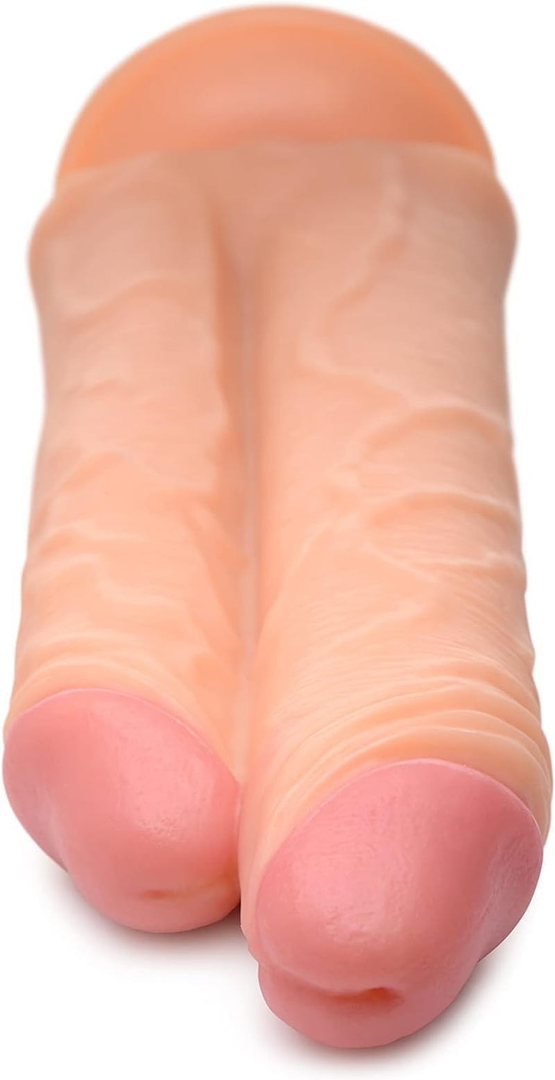Realistic Thick Double Dildo Dong with Suction Cup Base Big Cock Dual Dicks for Pussy Vagina Anal Stimulator Female Masturbator Double Penetration Stuffer Adult Sex Toy image number 2