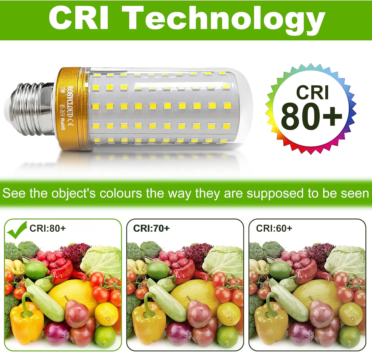 ROSY CLOUD E27 LED Bulb,20W Equivalent 200W Halogen Bulbs, 2400LM, Corn Light Bulbs for Home, Warehouse, Garden Lighting (Non-Dimmable, Warm White-E27-3 Count-Pack of 1) - 3-Color Dimming(E27-3 Count) image number 2