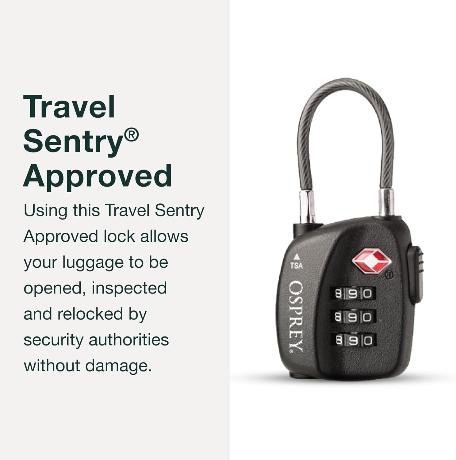 Osprey Europe TSA 3 Dial Cable Lock Unisex Black - O/S image number 2