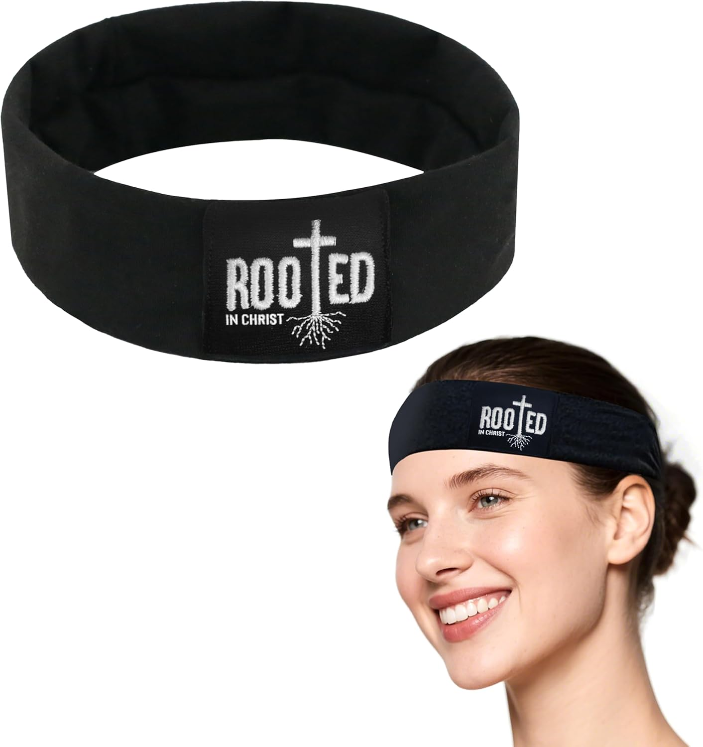 Daily Bible Verse Headbands for Women Non Slip,Soft Cloth Fabric Hair Bands with Nfc,Elastic Inspirational Christian Religious Hair Warp for Workout Yoga Running, Black