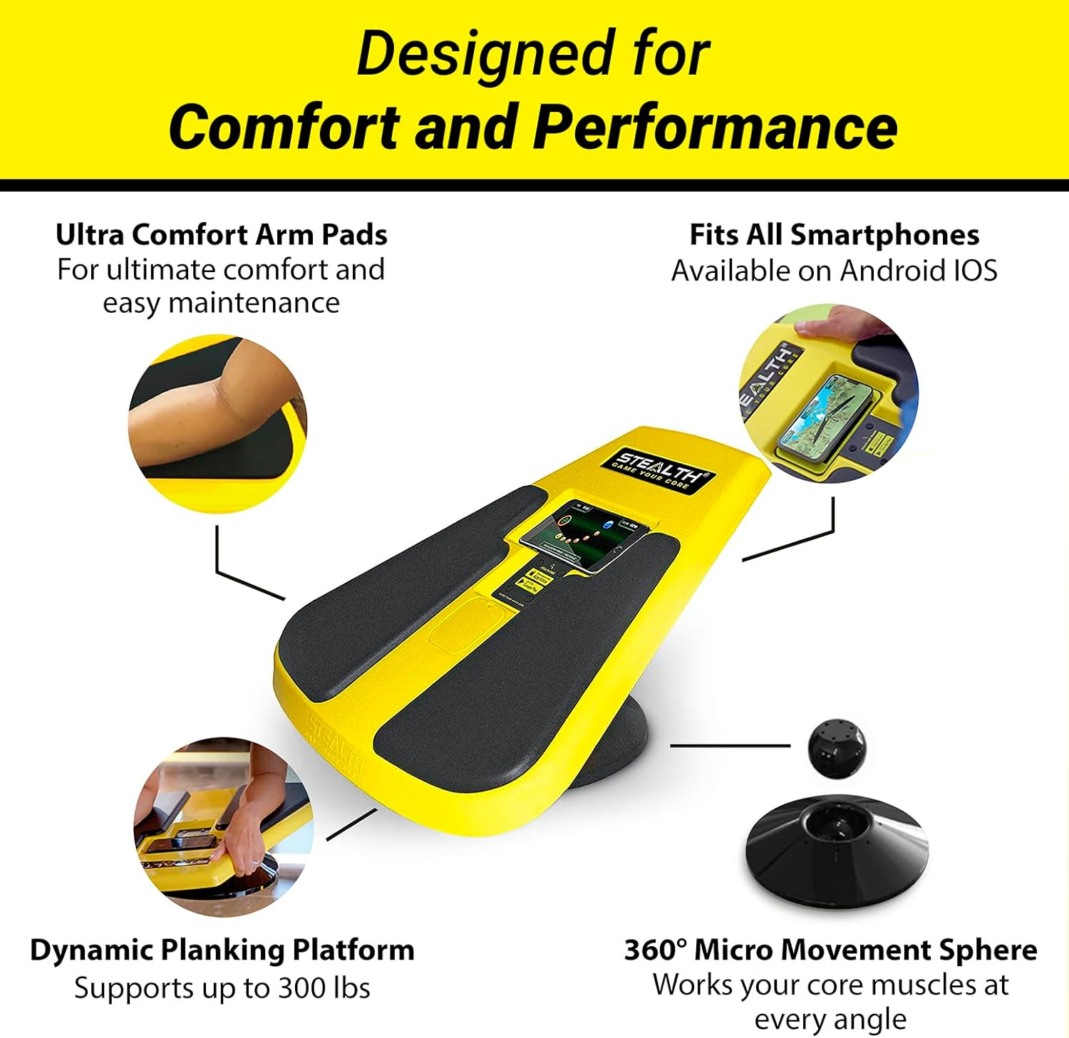 Stealth Core Deluxe Trainer - Turn Fitness into a Fun Game - Get Strong Sexy Abs and Lean Core Playing Games on Your Phone; Free Ios/Android App; 4 Free Mobile Games Included; Dynamic Abs & Core Training; Only 3 Minutes a Day image number 6