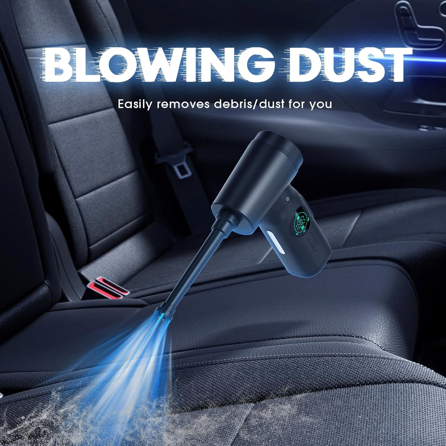 Ngteco Compressed Air Duster 3-Gear 100000RPM, with LED Light,3 in 1 Handheld Vacuum Cleaner ，Replace Canned Duster,Rechargeable Cordless Air Duster for Computer/Keyboard/Laptop/Car Cleaner AD12 image number 5