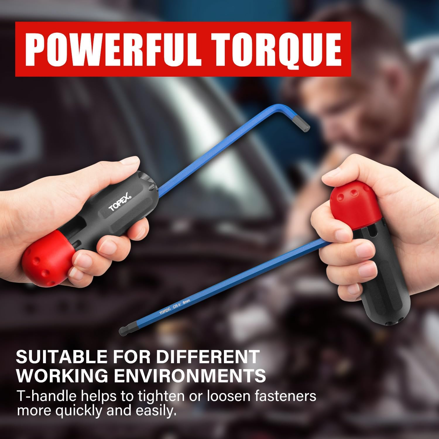 TOPEX 38Pcs Allen Key Set Multicolor Hex Key Allen Wrench Ball End Folding Hex Key Ball End Torx & Metric & Imperial Size for DIY Automotive Mechanic Home Use