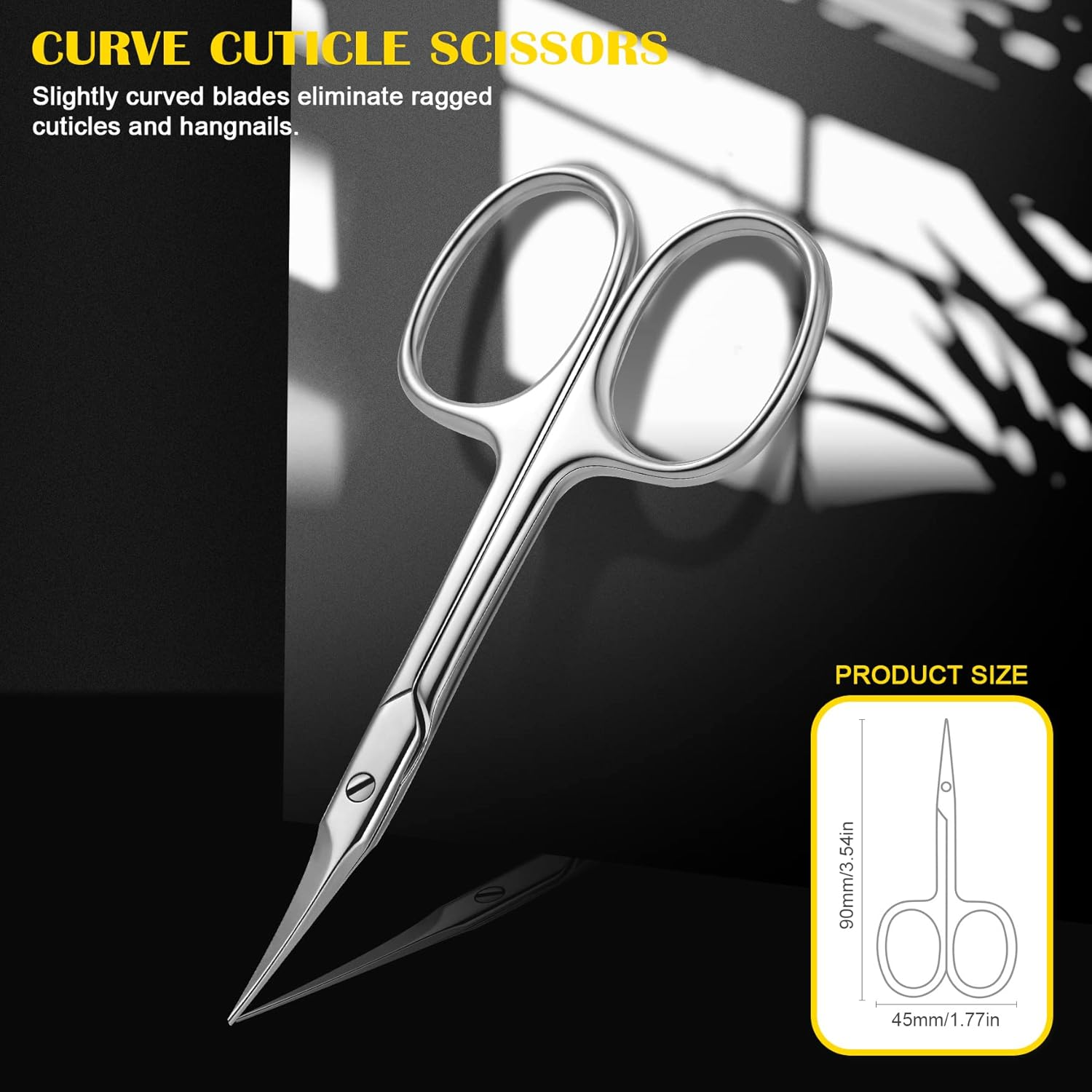 FVION Cuticle Scissors, Cuticle Scissors, Extra Sharp with Curved Edge, Cuticle Scissors Extra Fine for Precise Cuticle Remnants, Cuticle Scissors Made of Stainless Steel, 9 Cm image number 4