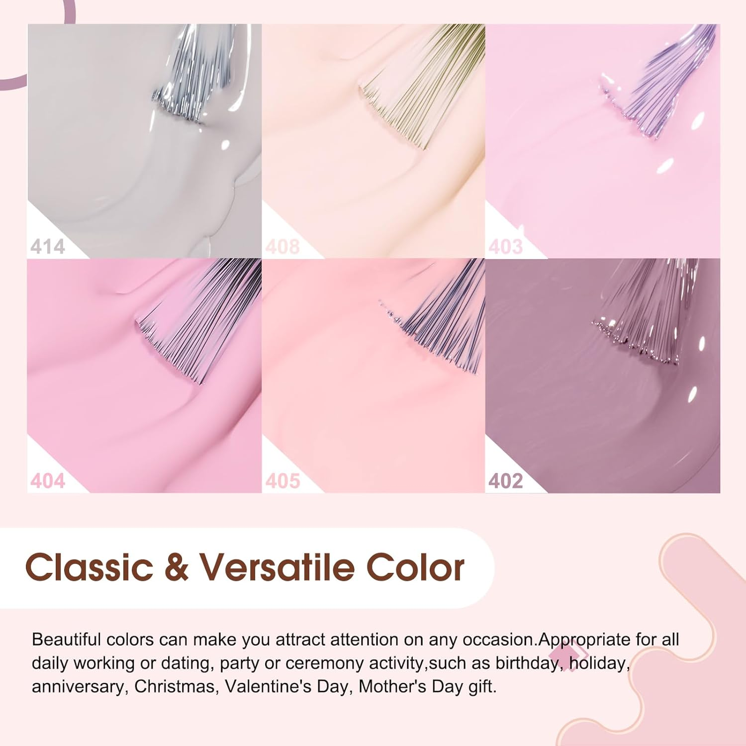 VENALISA 6 Colors Gel Nail Polish Set, Pink Gel Polish Baby Pink Long Lasting Soak off UV - Nude image number 4