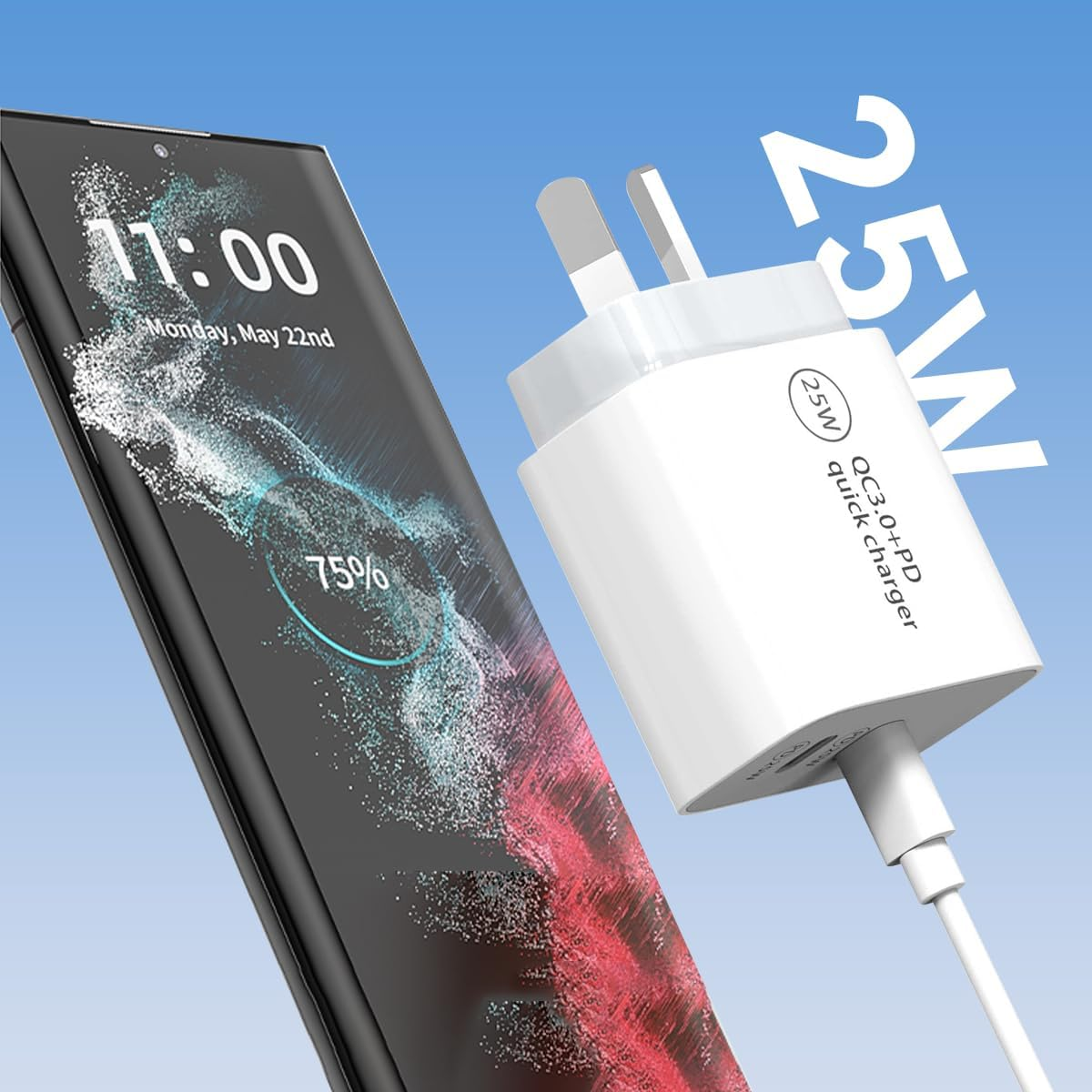 USB C Fast Charger Block, 25W USB C Fast Charging Block, Dual Ports Type C Wall Charger Plug for Iphone 16/15/14/13/12/11/ Pro Max/Plus/Xs Max/Xr/X,Ipad Pro, Samsung/Google/Galaxy/With 1.2M Cable image number 4