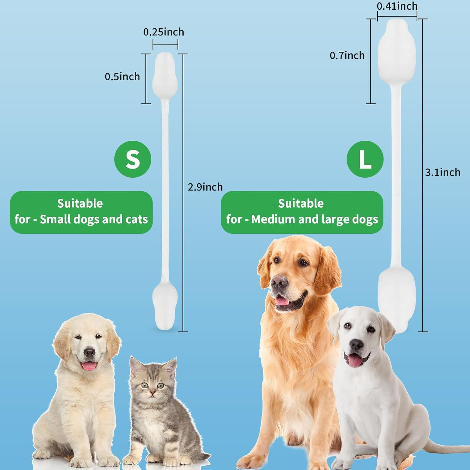Vints Cotton Dog Ear Cleaning Swabs, Pet&rsquo;S Ear Infection Treatment Gourd-Shaped Swabs Prevent Accidental Injuries, Safer Cleaning for Dogs and Cats&ndash; Large Size.100% Cotton image number 5