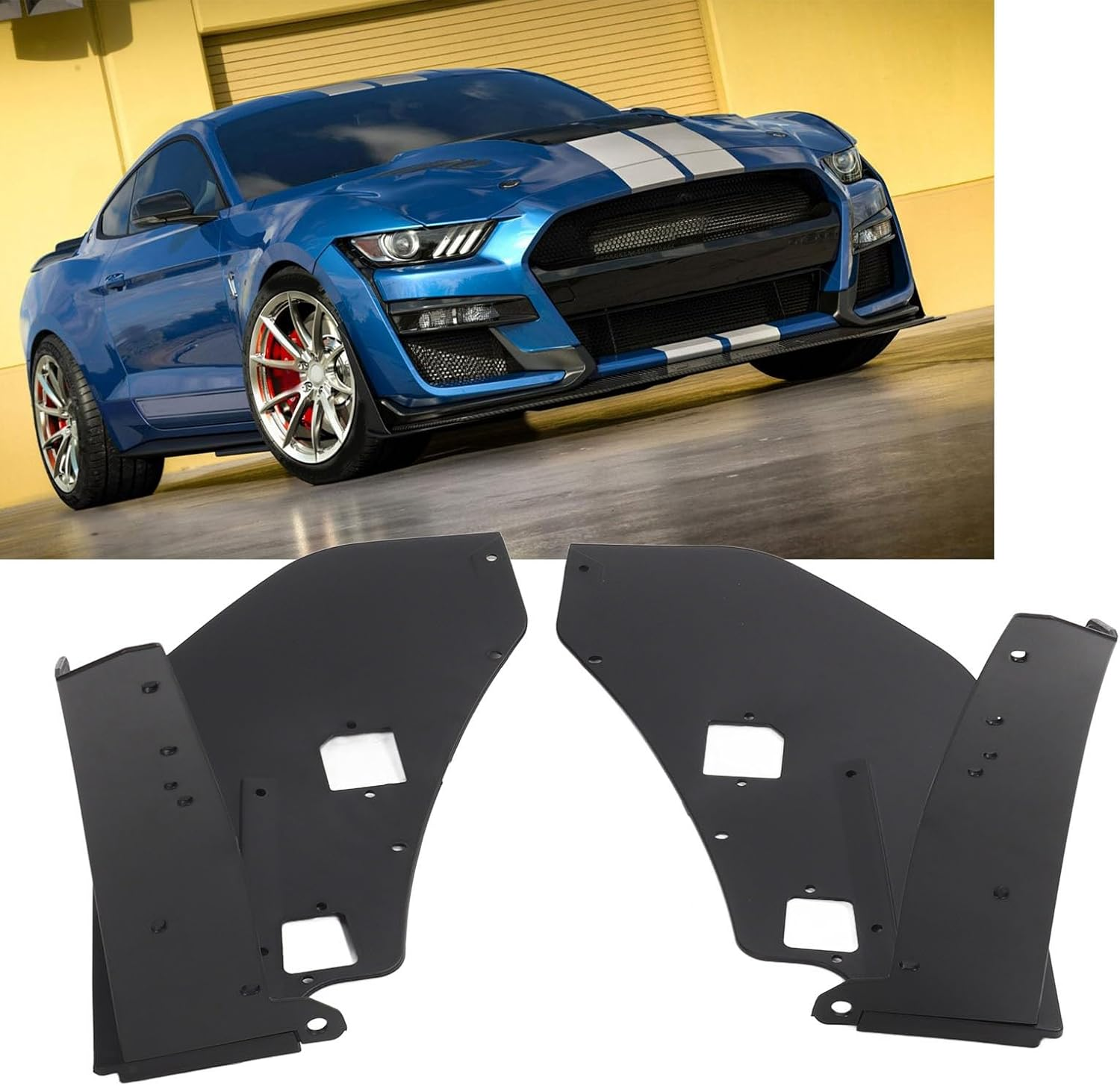 Front Bumper Corner Spoiler for Mustang GT500 2014‑2021, Universal Front Bumper Lip Strut Rod Spoiler for Mustang GT500 2014-2021, Front Bumper Chin Spoiler image number 5