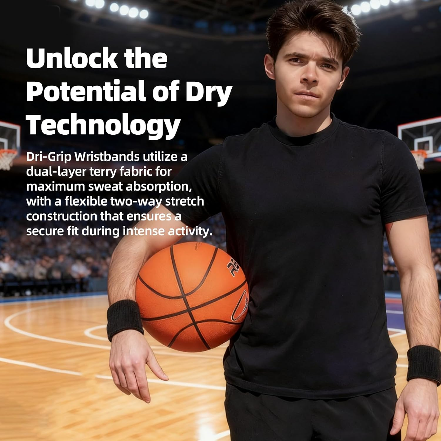 ONBPIY Sports Wristbands 1 Pairs Sweat Absorbing Wrist Bands for Men Women Gym Tennis Basketball Running Workout image number 5