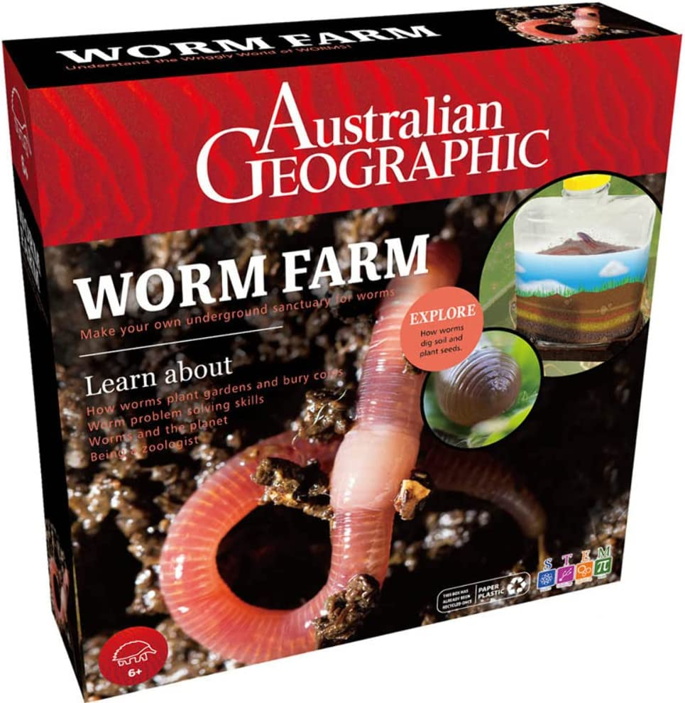 Australian Geographic Worm Farm Activity Kit | Fun & Educational Science Kit for Kids | Watch Worms Dig, Tunnel & Grow | Hands-On STEM Learning Toy | Ages 6+ image number 1