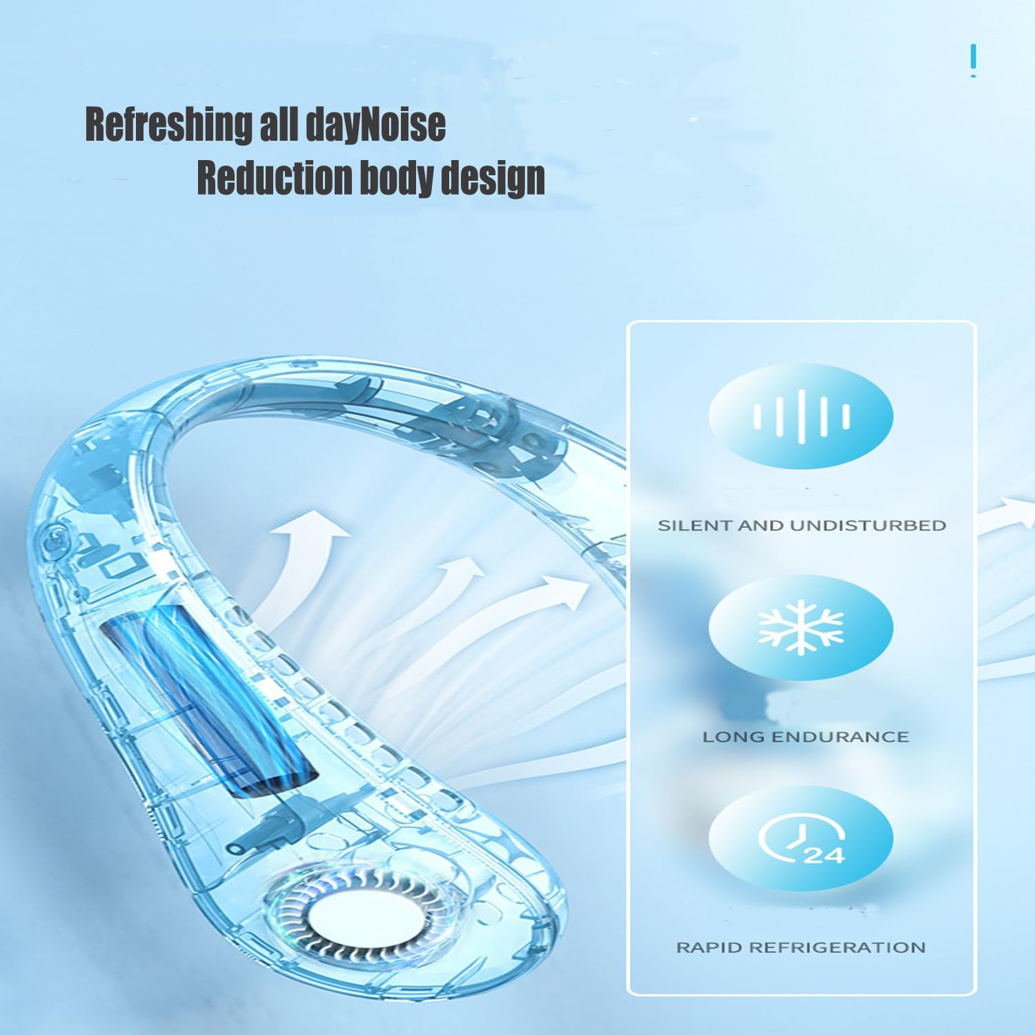 Portable Neck Fan,Rechargeable Hands Free Bladeless Fan, Wearable Personal Fan, 3 Speeds Adjustment, Natural Wind Mode, Angle Adjustable, USB Powered Desk Fan for Outdoor Indoor-White image number 1