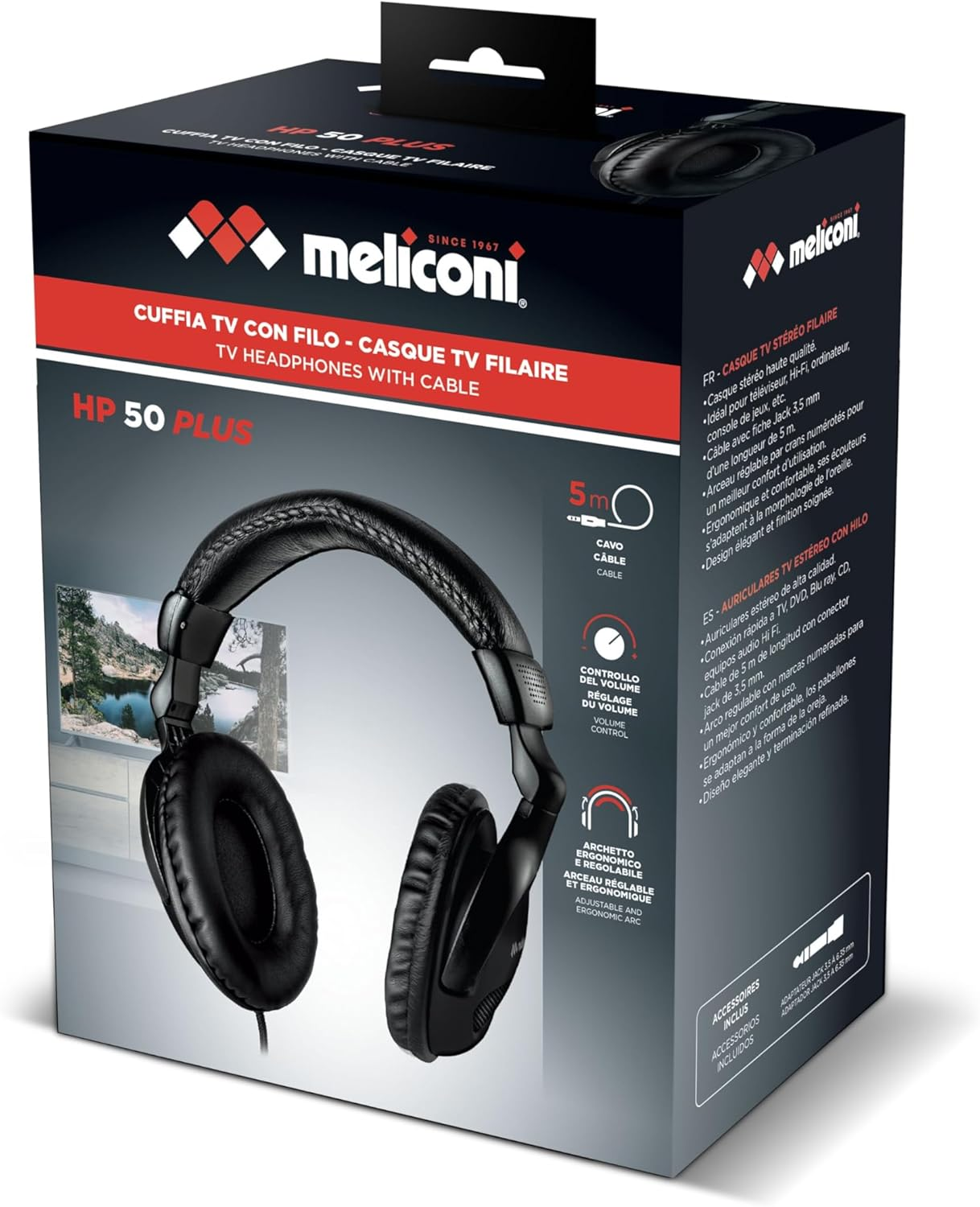 Meliconi | HP 50 plus Headphones with 5 M Audio Cable (3.5 Mm Jack