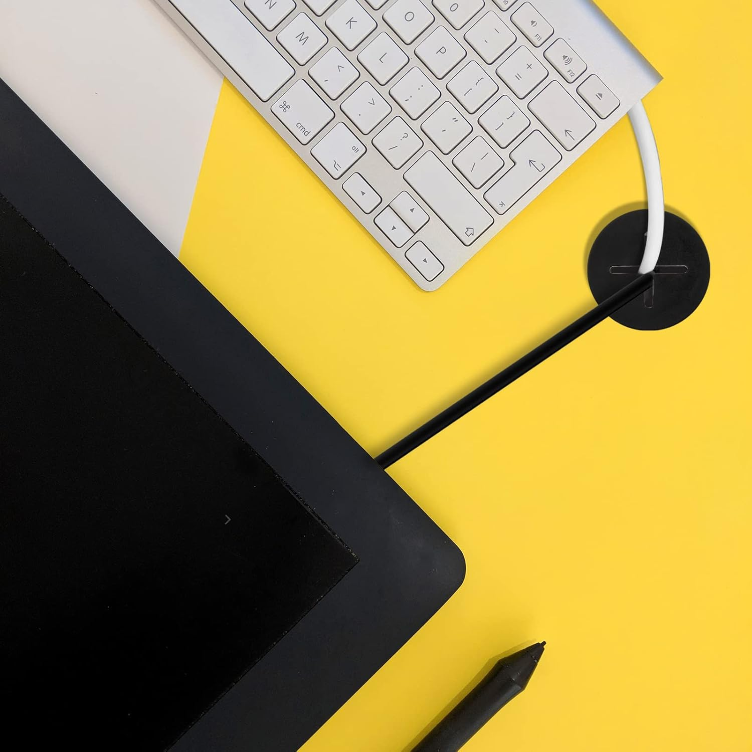 SAVITA 10Pcs Cable Cord Grommets 1 Inch, Rubber Wire Cable Grommet Hole Cover Cords and Cables Organizer Cross Hollow Style Wire Holders for Desk Office Home School Computer (Black) - White image number 1