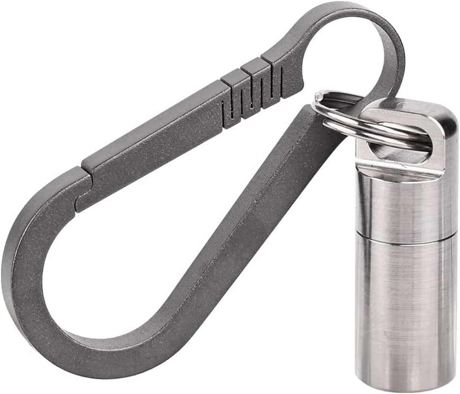 SW633 Micro Titanium Portable Pill Case Keychain,Mini Pill Holder Keychain, Waterproof Pill Fob for Outdoor Travel Camping(Include a Titanium Keychain Clip and Stainless Steel Necklace) image number 6