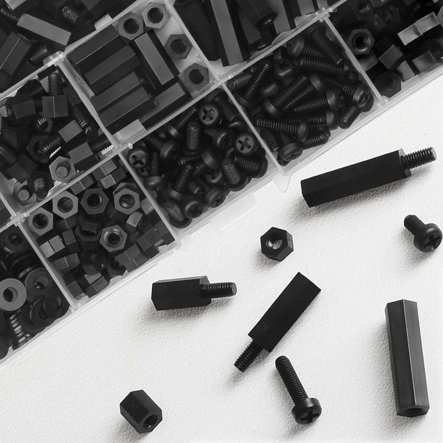Fullfun 320PCS M3 Male Female Hex Nylon Spacers Standoffs Screws Nuts Assortment Kit, Threaded Pillar for Printed Circuit Board Motherboard image number 2