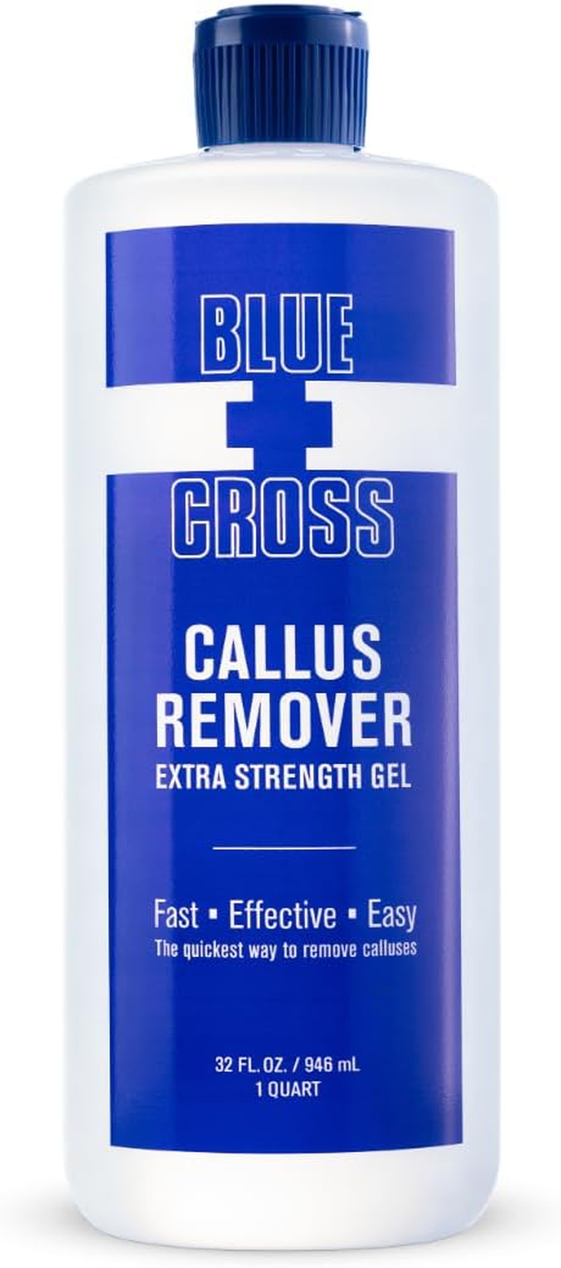 Blue Cross Callus Remover Gel for Feet or Heel, Extra Strength Professional Nail Care, File, Shaver, Scrubber & Pumice Stone Alternative for at Home Manicure/Pedicure Results, Pro Size 946Ml, 32Oz