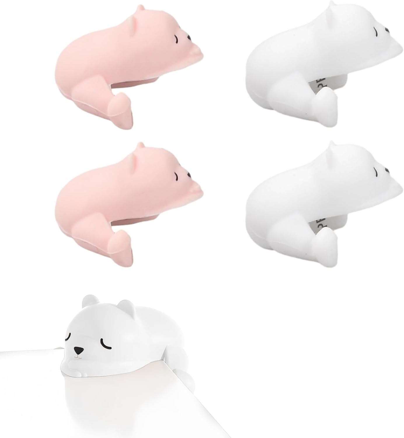 4Pcs Bear Animal Style Edge Table Corner Protector, Corner Cushion Protection, Table Desk Corner Guards, Cute Table Safety Edge Guards, Soft Corner Guards for against Sharp Corners (Pink and White)