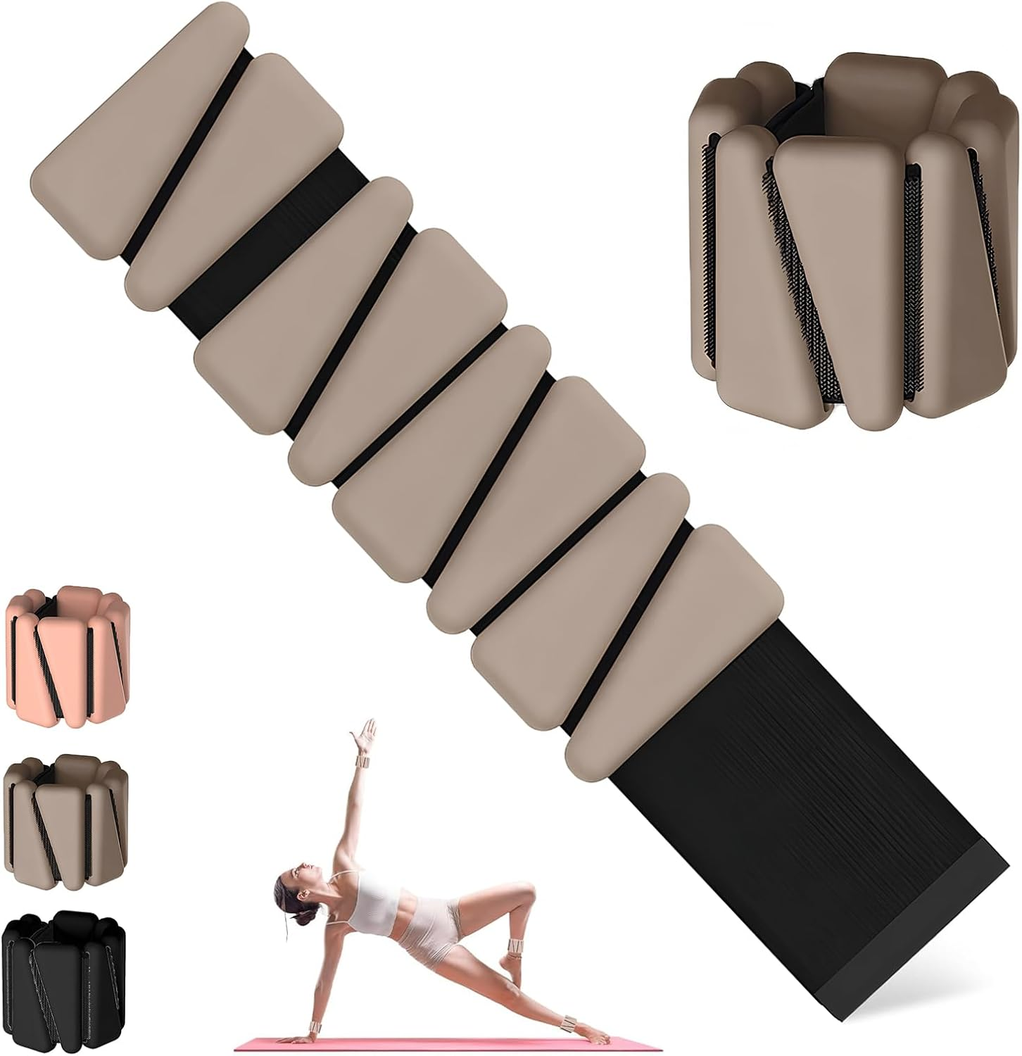 AIMANWEI Pilates Wrist Ankle Weights for Women,Set of 2(1 Lb/2 Lb Each) Adjustable Weights Training Intensity for Yoga, Dance, Pilates, Pool Exercises and Jogging for Women Men