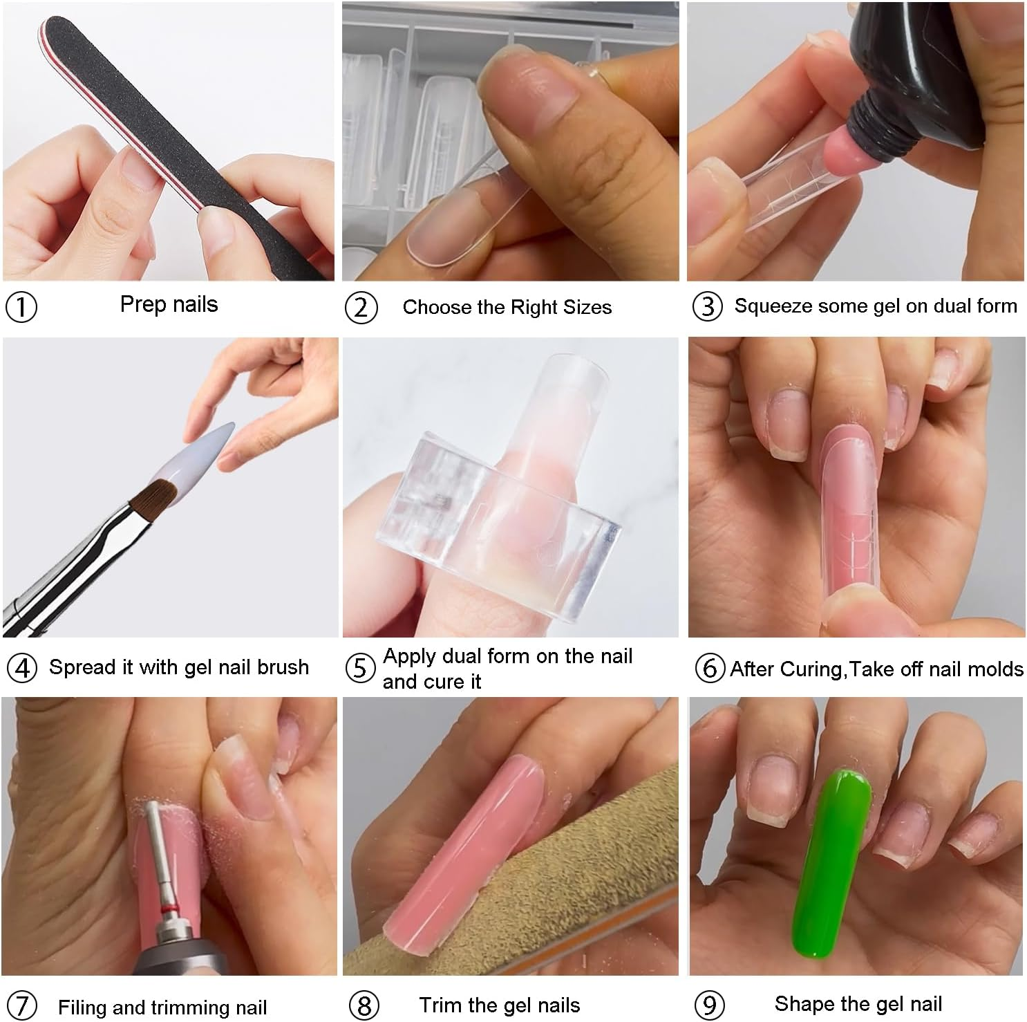 C12Rtive 120Pcs Dual Nail Forms,Upper Arched Extension Poly Nail Gel Nail Forms Full Cover Reusable Nail Molds 12 Sizes for Nail Art Design Salon&Diy image number 2