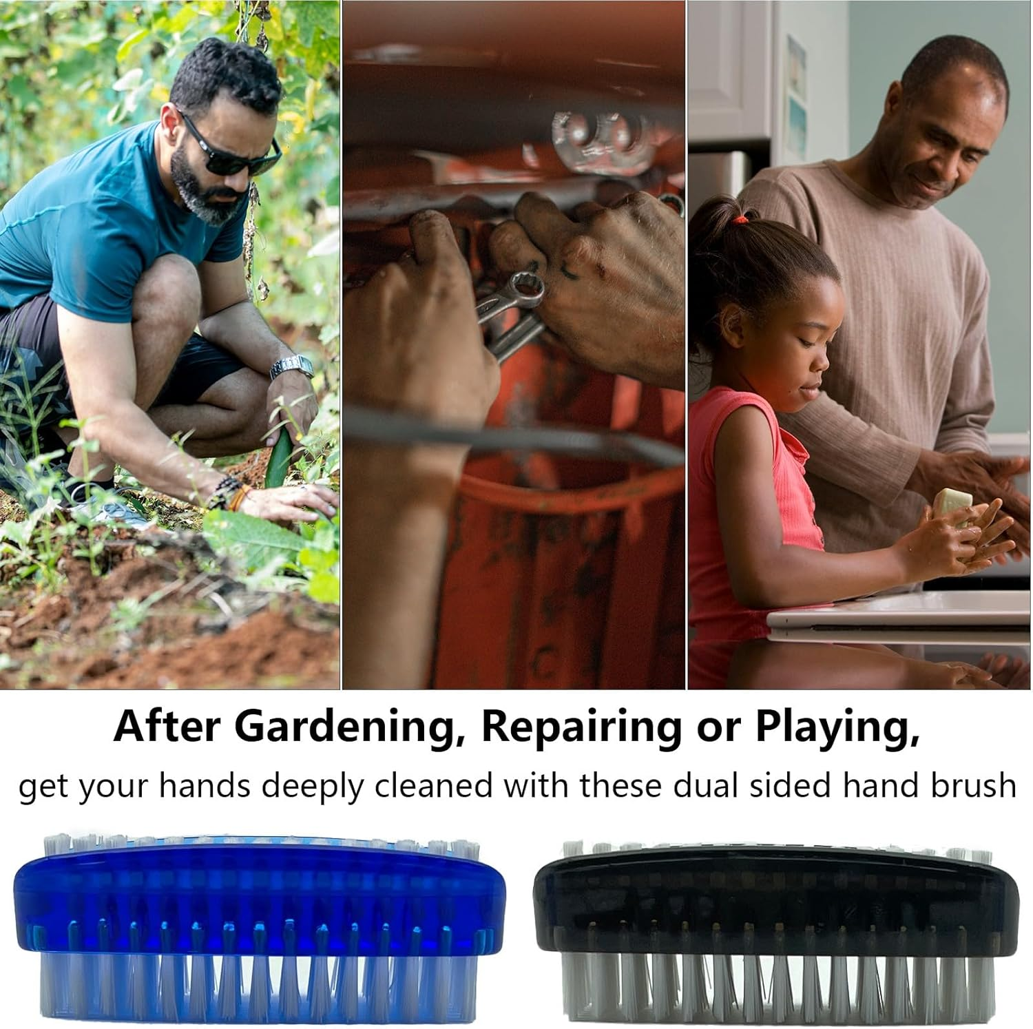 GKETN Nail Brush for Cleaning Fingernails 2 Sided Nylon Bristles Fingernail Brush for Cleaning Nail Scrubber Scrub Clean Soft Stiff Nail Scrub Brush, 2 Pack image number 2