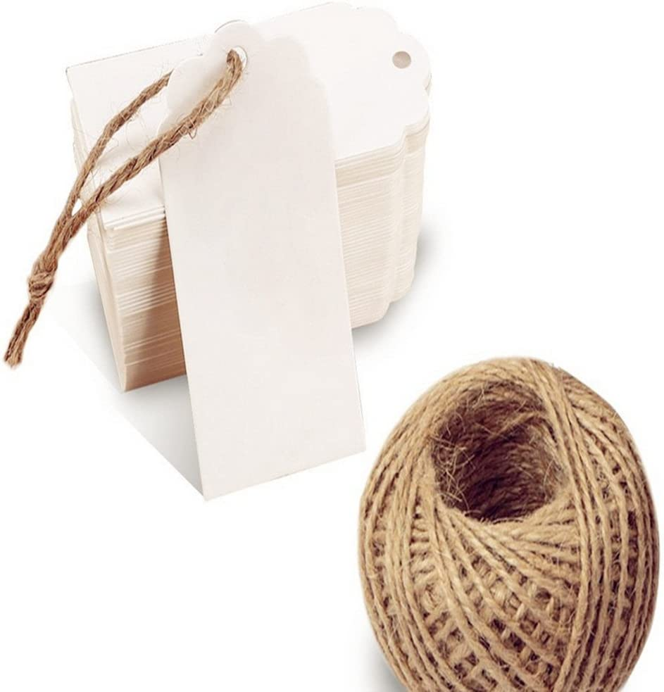 200PCS Blank Kraft Gift Tags with Twine String for Packing and Art Craft (1.8X3.7Inch/4.5X9.5Cm) image number 4