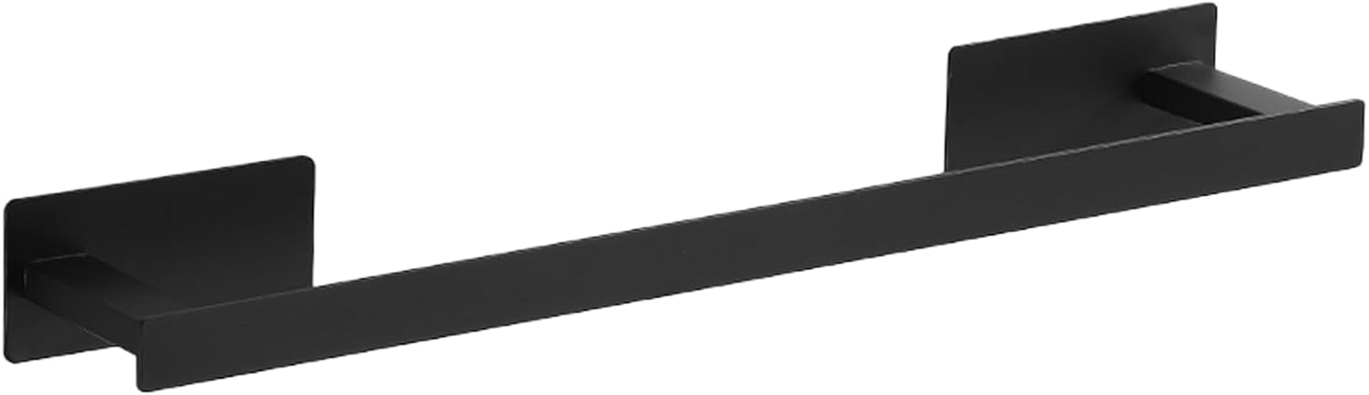 Breikuth Adhesive Towel Rail Black No Drill Bathroom Towel Rack Bath Towel Holder Square Wall Mount Stainless Steel (Black)