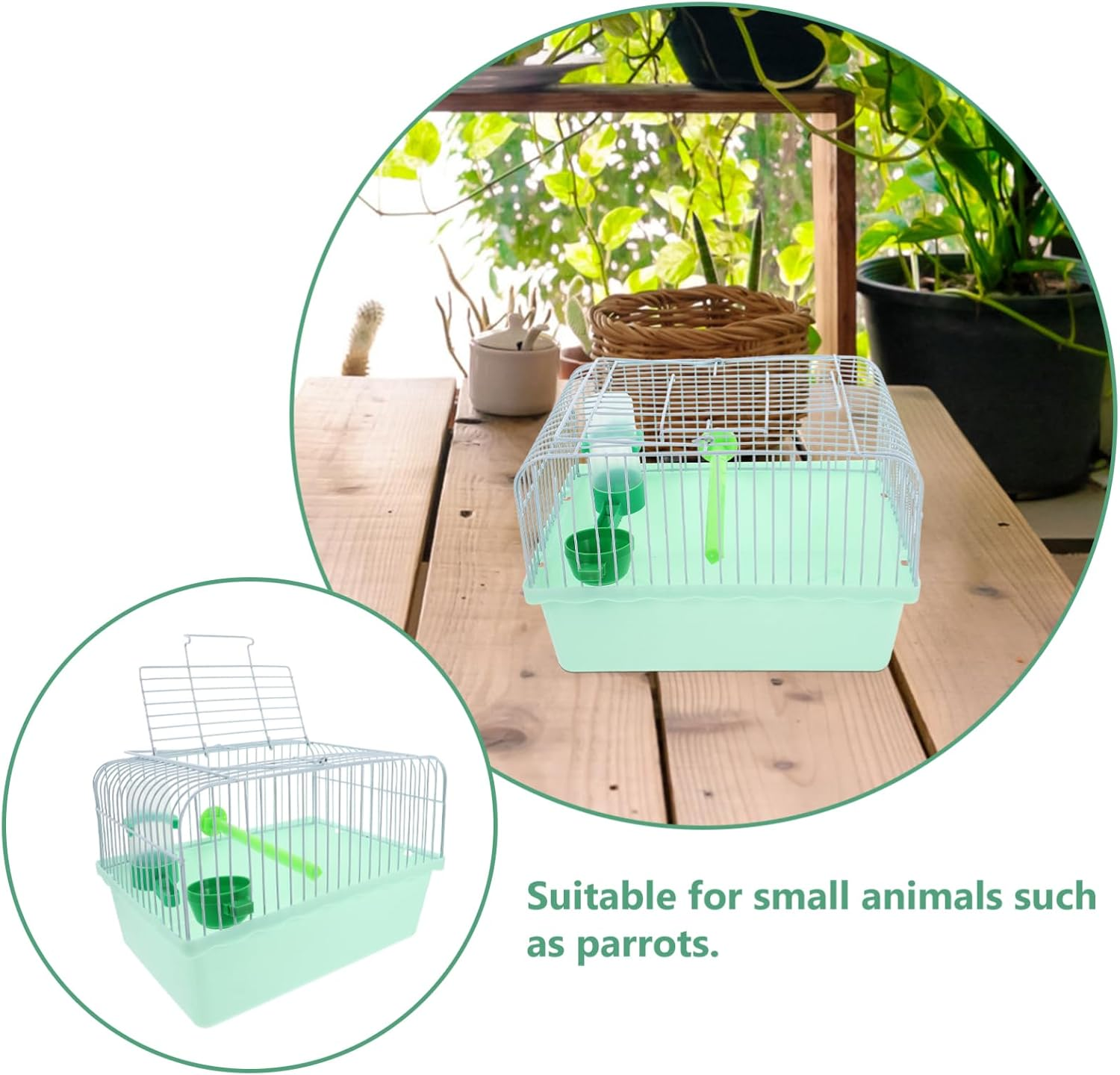 Happyyami Portable Bird Cage with Food Box and Waterer Lightweight Metal Carrier for Parrots Lovebirds and Animals for Travel and Outdoor Adventures image number 5