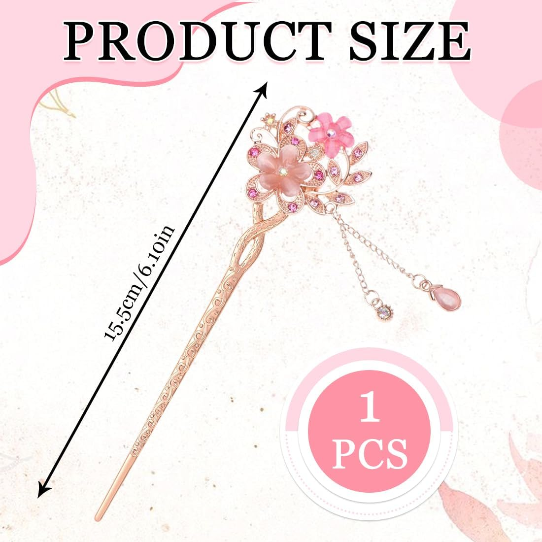 MIRKUZI Hair Clips 1 Piece Vintage Hair Pin Opal Flowers Hairpin Hair Accessories Chinese Hairpin Old Fashioned Hairpin Ancient Hairpin image number 5