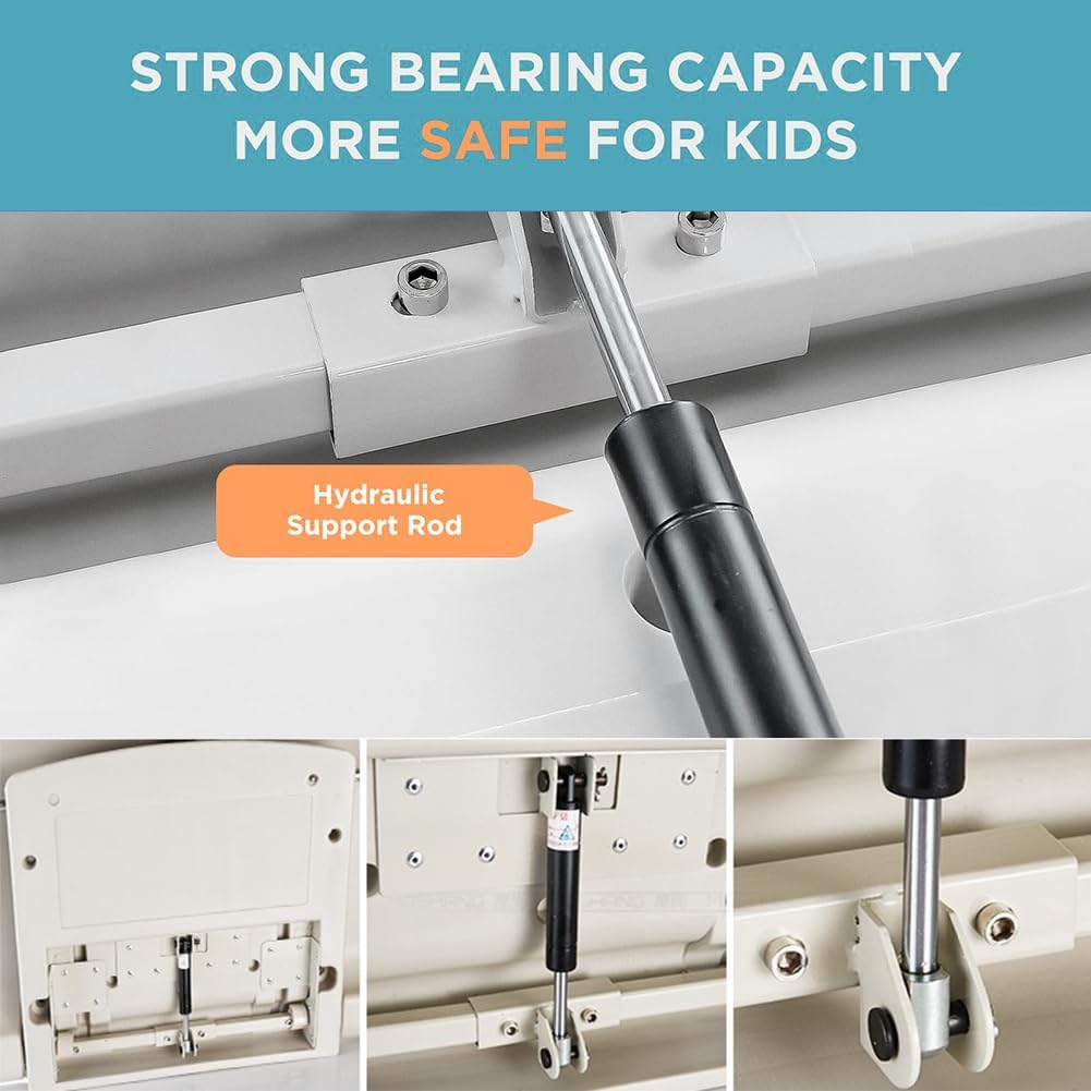 Baby Changing Station Wall Mounted Fold down Commercial Baby Care Table with Adjustable Safety Strap and Storage Box HDPE Meterial Bathroom Public Places image number 2