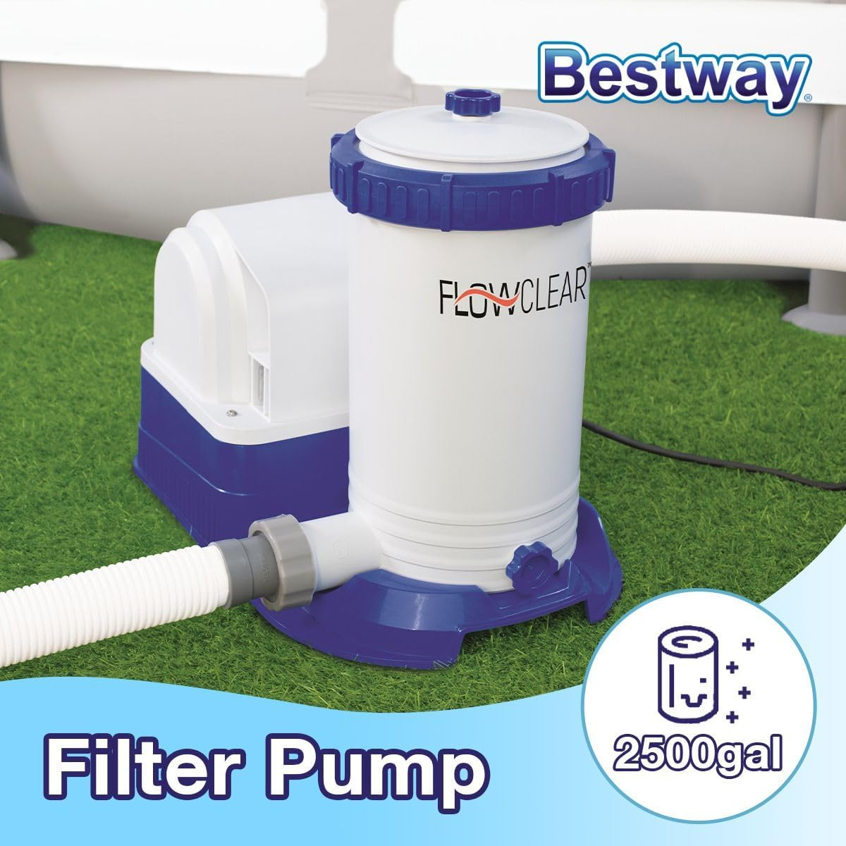 2500 Gallon above Ground Swimming Pool Filter Pump 220-240V 350W image number 1