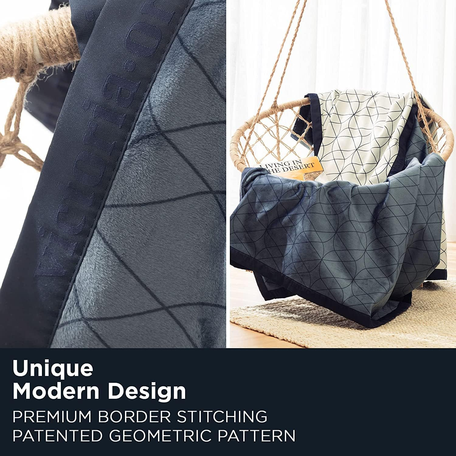 100% Waterproof Blanket for Bed, Couch & Sofa - Large, Soft Pet Throw - 90"X 90" - Reversible, Washable - Leak Proof Bed Cover for Dogs, Pets & People (King/Queen Size - Blue,White)