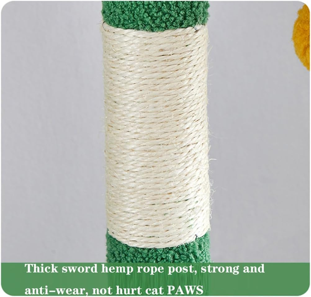 Cat Tree, Cactus Cat Tower with Sisal Covered Scratching Post, Cozy Space Capsule, Plush Staircase and Fluffy Ball for Home Living Room Bedroom image number 6