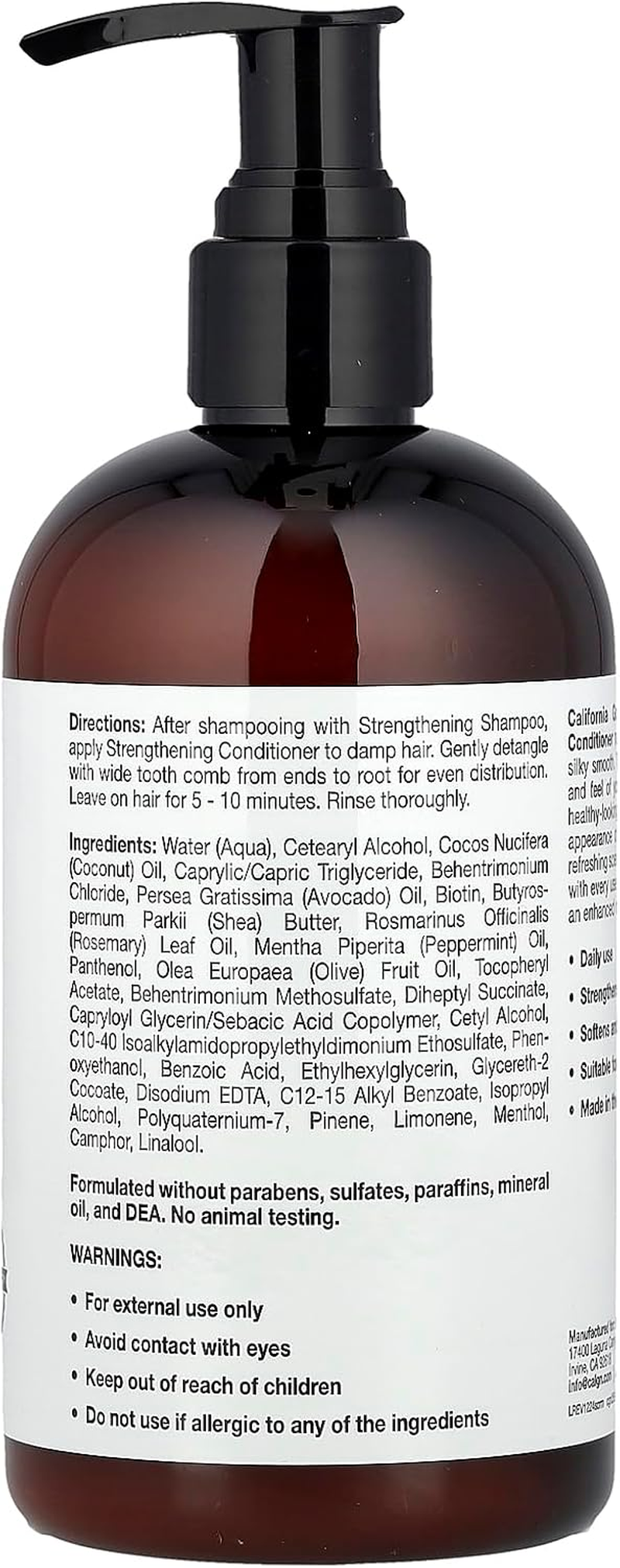 California Gold Nutrition Strengthening Conditioner, Biotin, Rosemary Mint, 12 Fl Oz (355 Ml) image number 3