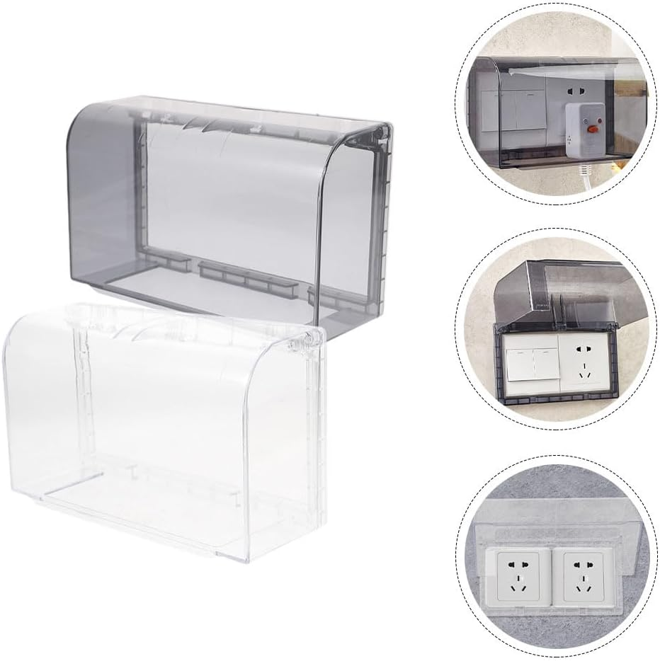 Cabilock 2Pcs Outlet Self-Adhesive Electrical Socket Protector Anti-Splash Anti-Fog Design for Suitable for Kitchen Garden and Office image number 3