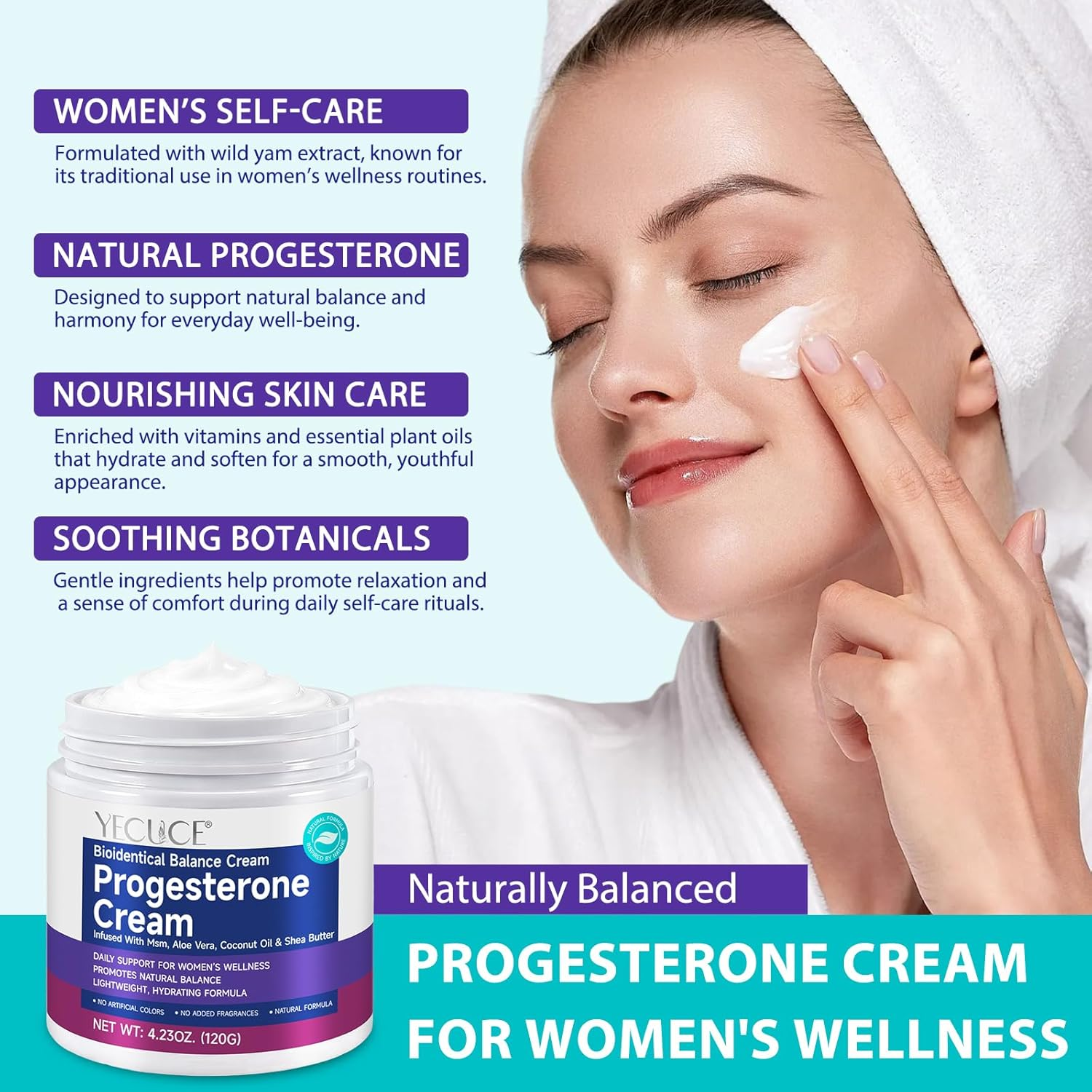 Progesterone Cream 120Ml, with Naturals Wild Yam & Dang Gui - Feminine Estrogen Hormonal Balance Cream, Hormone Care Moisturiser, Vegan Formula image number 2