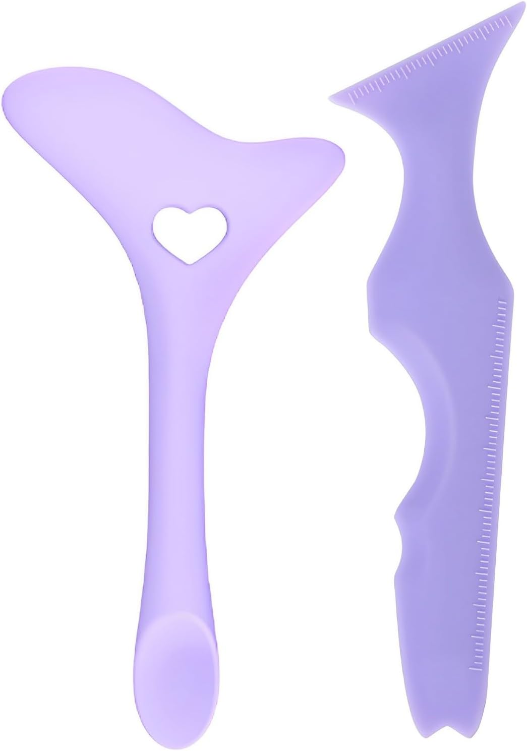 Ysuovuf 2Pcs Eyeliner Stencils, 5 in 1 Silicone Winged Tip for Eyebrows Eyelashes Lip Line Aid, Mascara Shield and Applicator Pads, Silicone Eye Makeup Tool Set for Beginners, (BLUE)