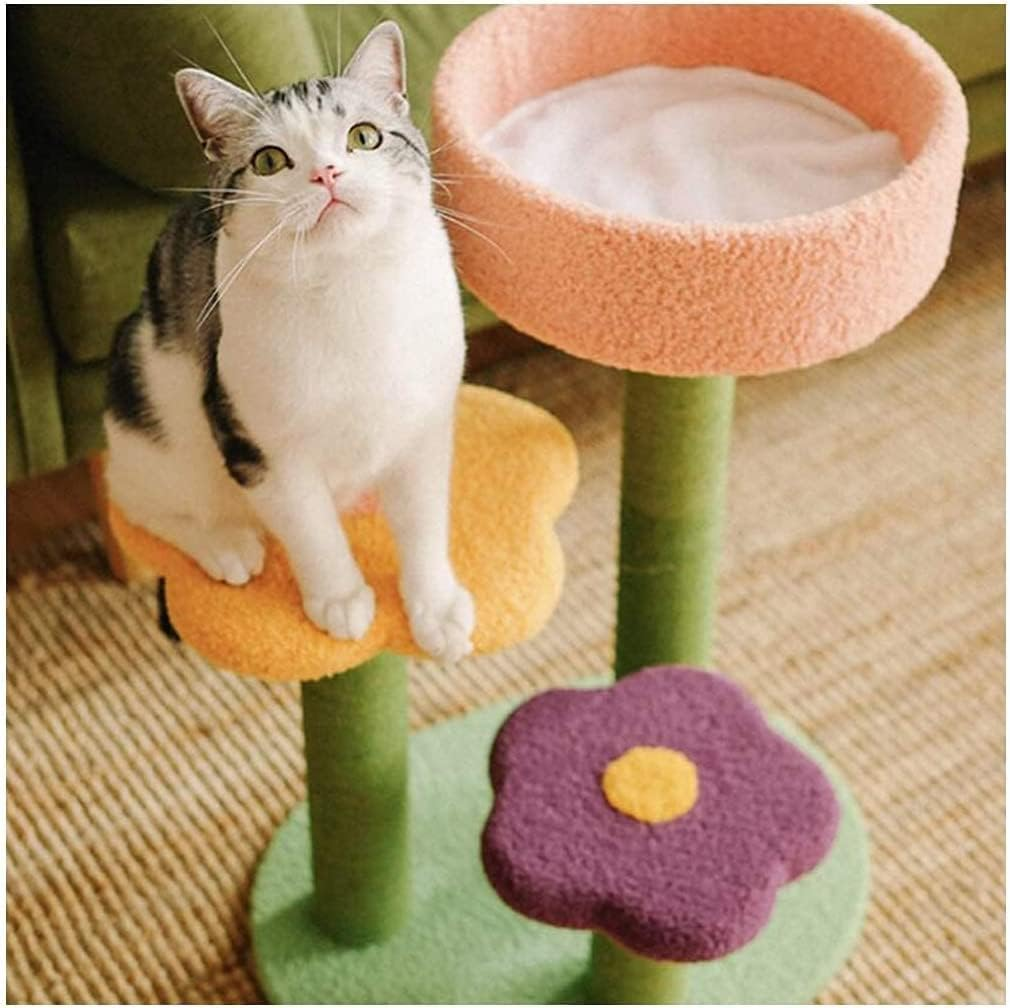 Flower Cat Climbing Frame Wall Cat Scratcher Kitten Climbing Cat Scratching Tower Pet Activity Furniture Play House for Kitty image number 2