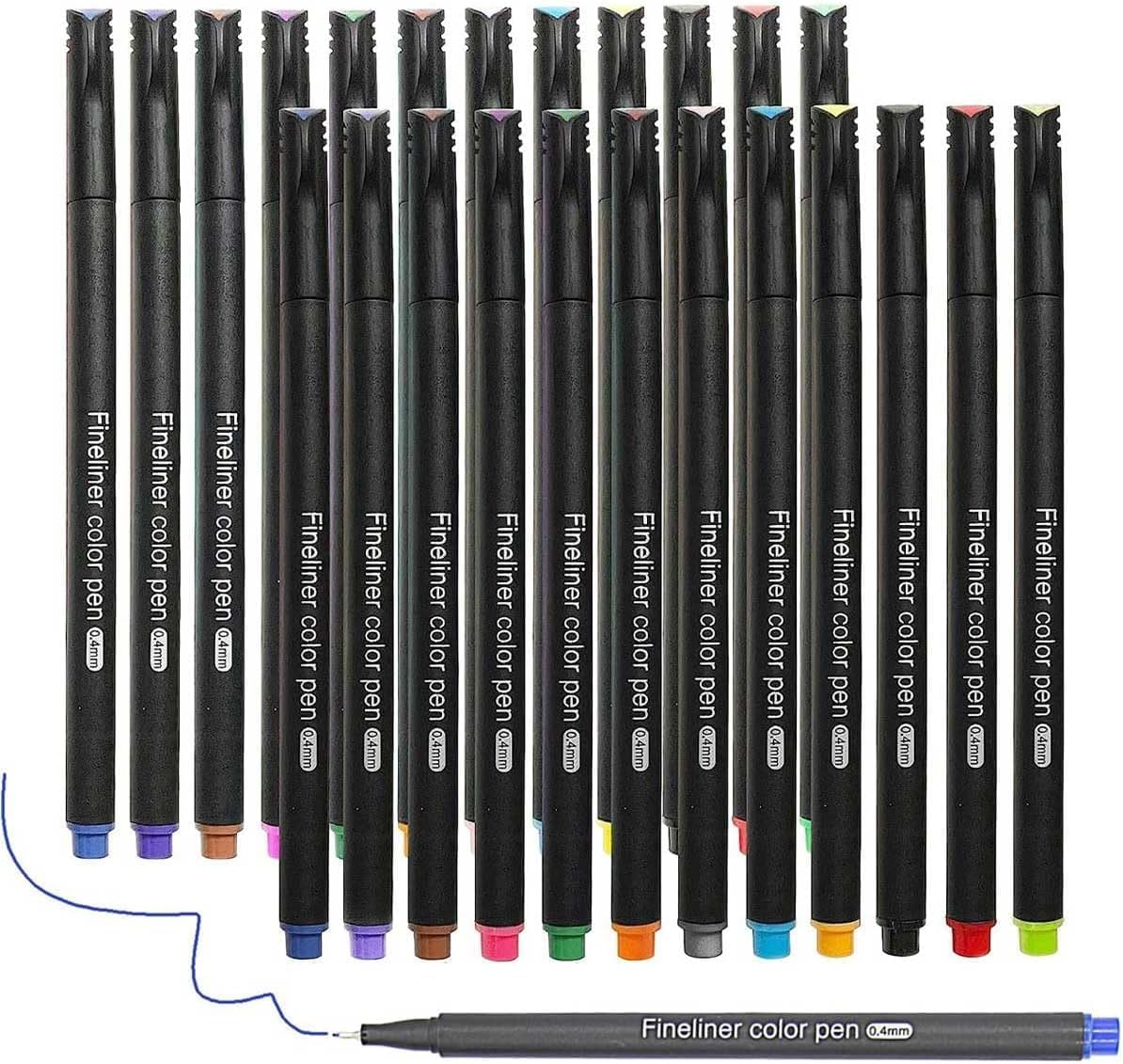 Fineliner Pens, Set of 24 Fineliners, 0.4 Mm Tips Fine Point Markers, Assorted Art Pens, Water-Based Fine Tip Markers for Drawing, Sketching, Journaling and Calligraphy image number 2