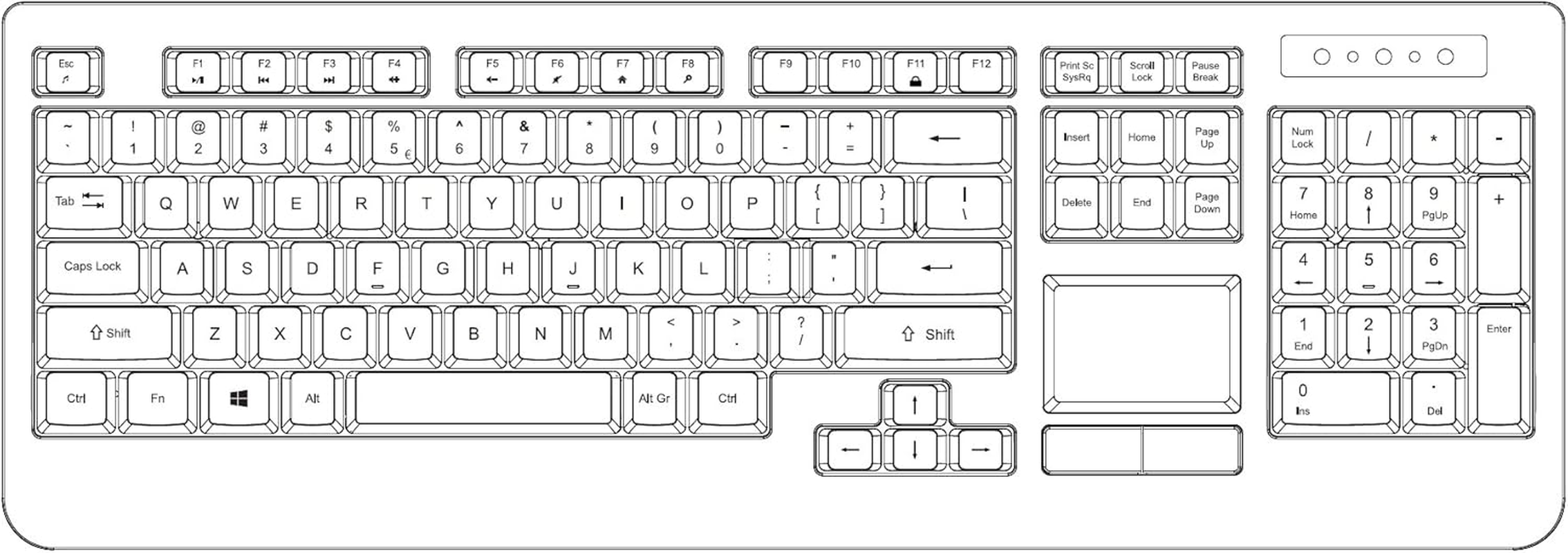 Perixx PERIBOARD-513II Wired USB Keyboard with Touchpad, Membrane Key Trackpad Keyboard with 10 Hot Keys, Black, Full US Layout image number 4