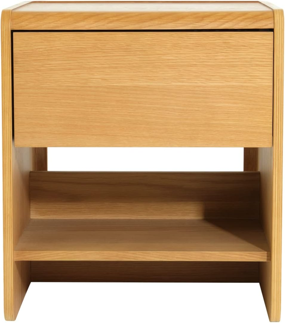 Koala Bedside Table with Cable Management System/End Table, Nightstand Small Storage Dresser for Bedroom/Oak Veneer, Iced Coffee image number 5