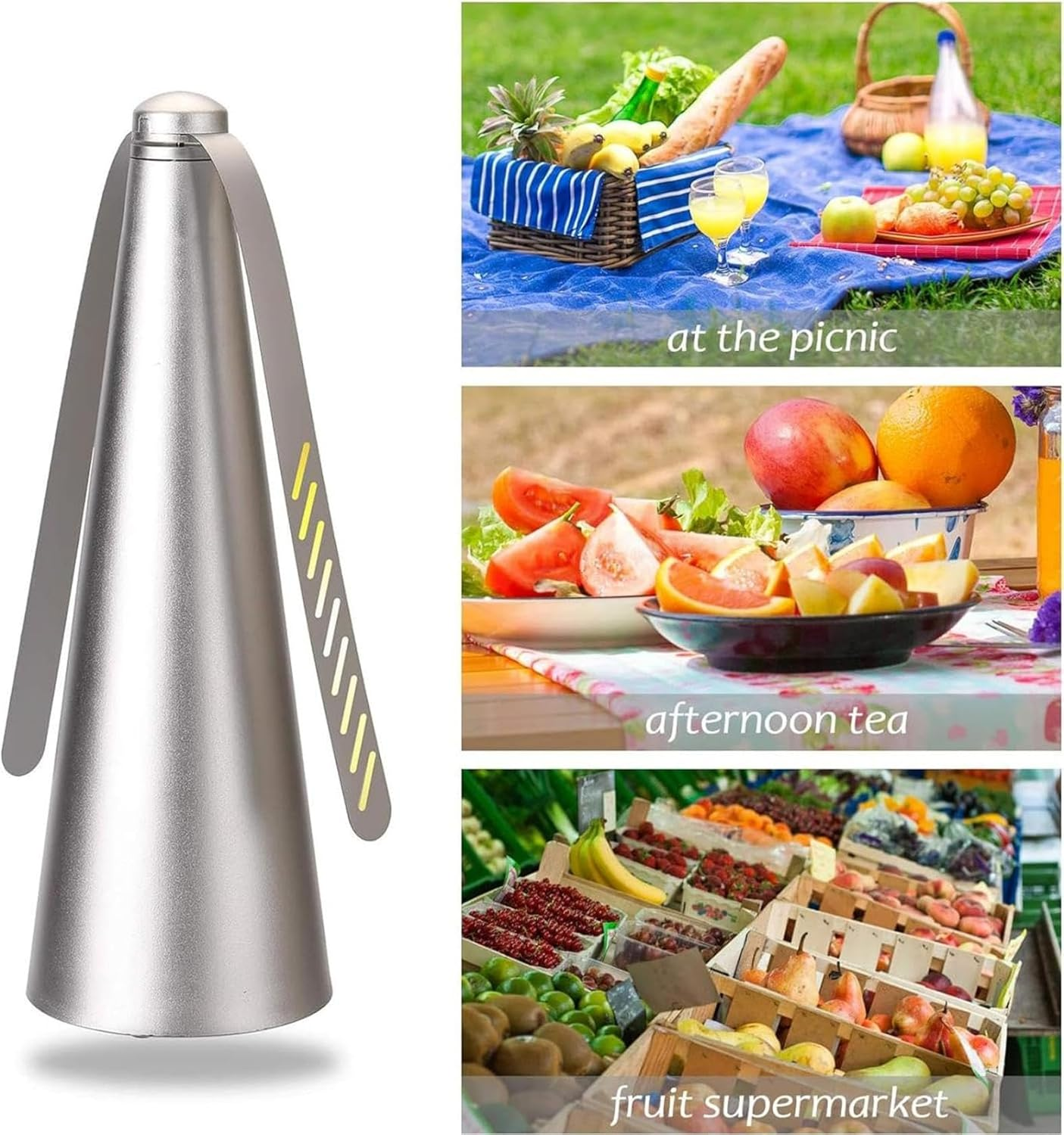 FJGSXHOME 3PCS Fly Fan for Outdoor Table Picnic Table Fly Fan and Food Fan Indoor Outdoor to Keep Flies Away Insects Repellent Fly Fan Portable Meal for Party,Silver image number 4