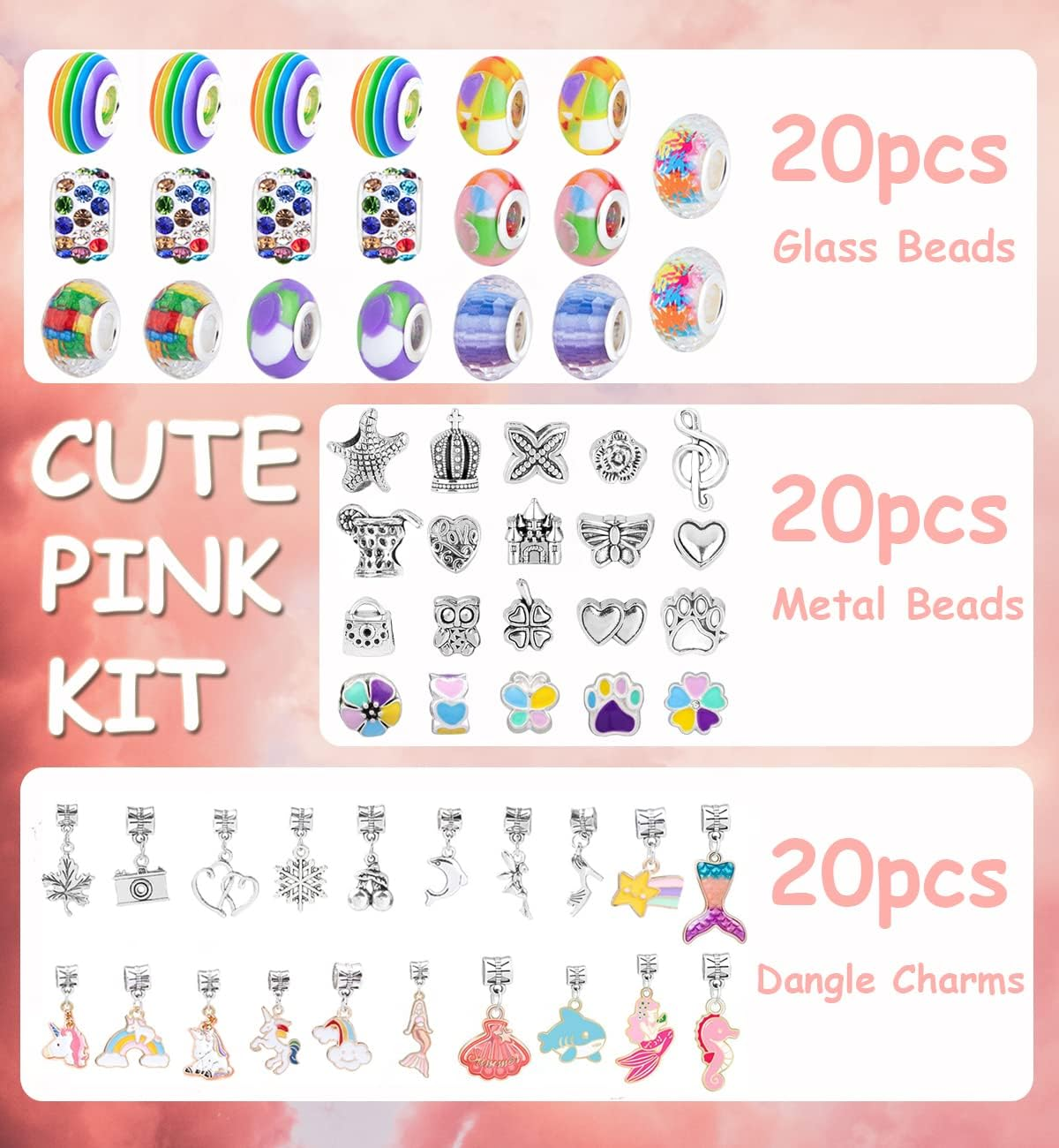 Charm Bracelet Making Kit for Girls, Unicorn/Mermaid Crafts Gifts Set, Teen Girl Gifts Jewelry Making Kit with Colorful Beads/Charms for Kids Ages 5 6 7 8 9 10-12. image number 3