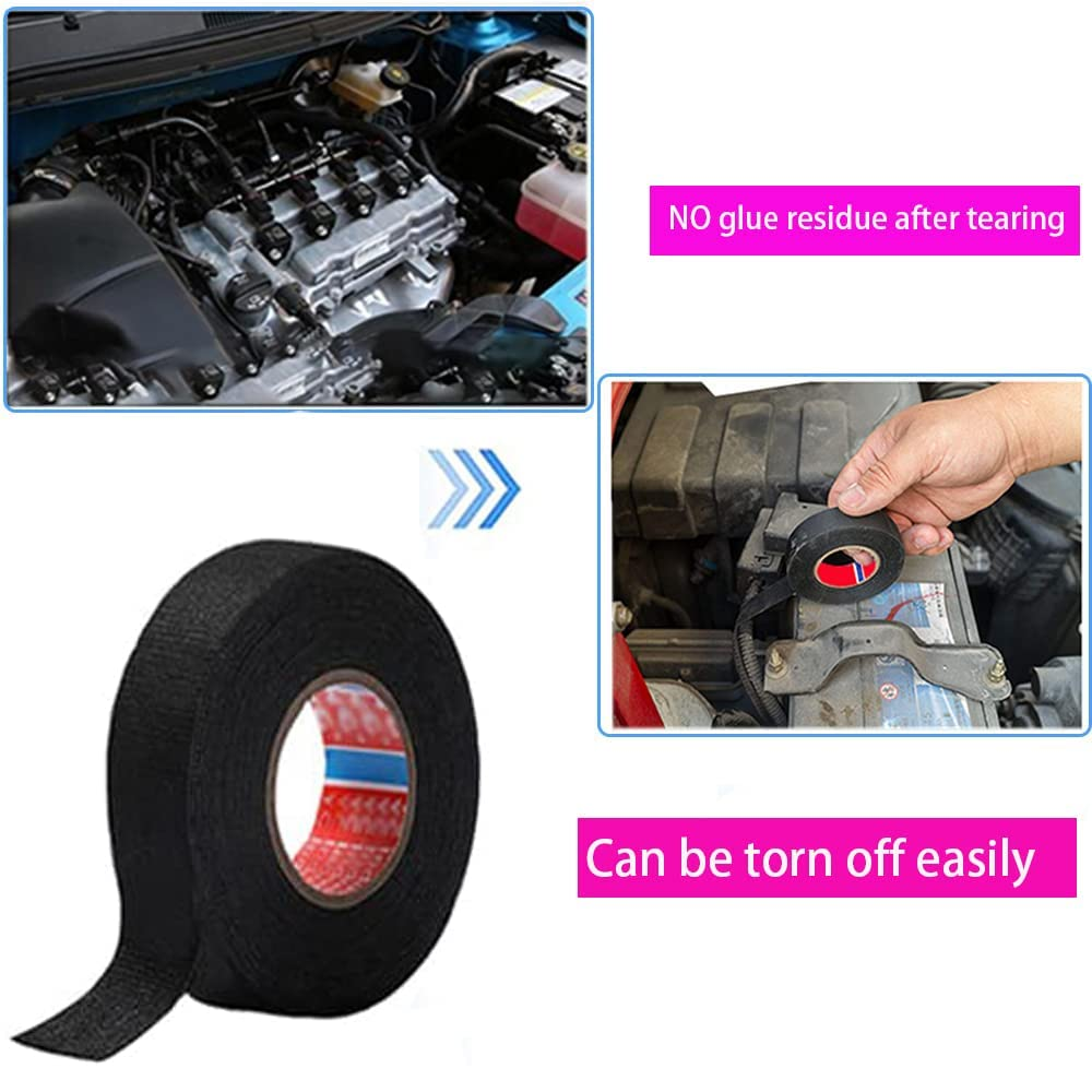 Limcryspp 4 Rolls of 19Mm X 15M Flame Retardant Car Tape, Black, High Temperature Resistant Cloth Strap, Wire Harness Weaving Tape image number 5